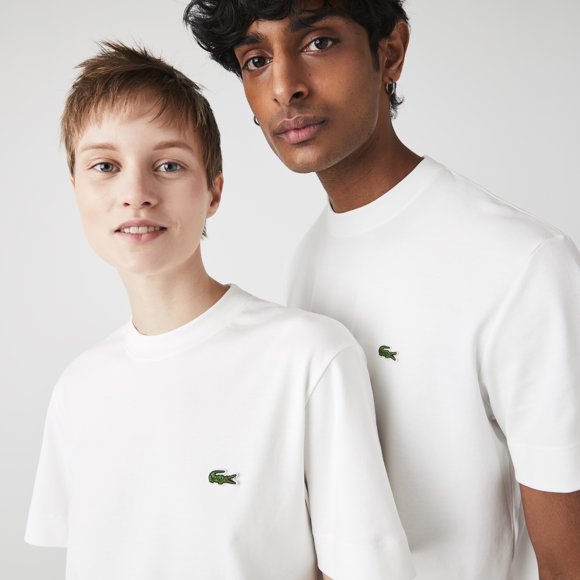 Lacoste Organik Pamuk Unisex Relaxed Fit Bisiklet Yaka Beyaz T-Shirt