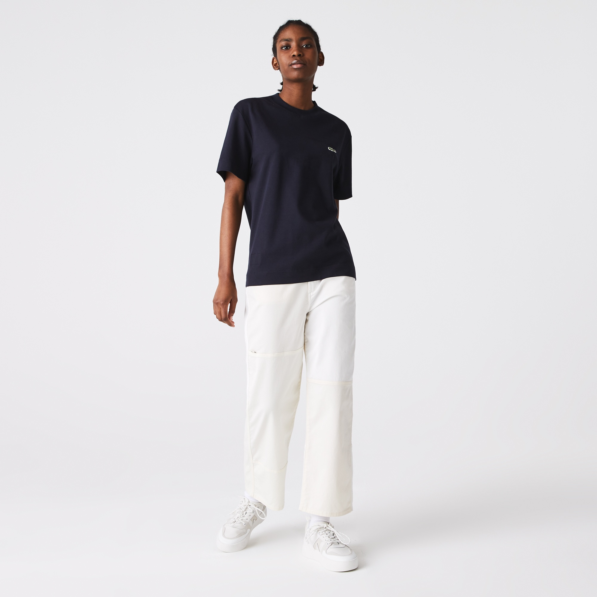 Lacoste Organik Pamuk Unisex Relaxed Fit Bisiklet Yaka Lacivert T-Shirt