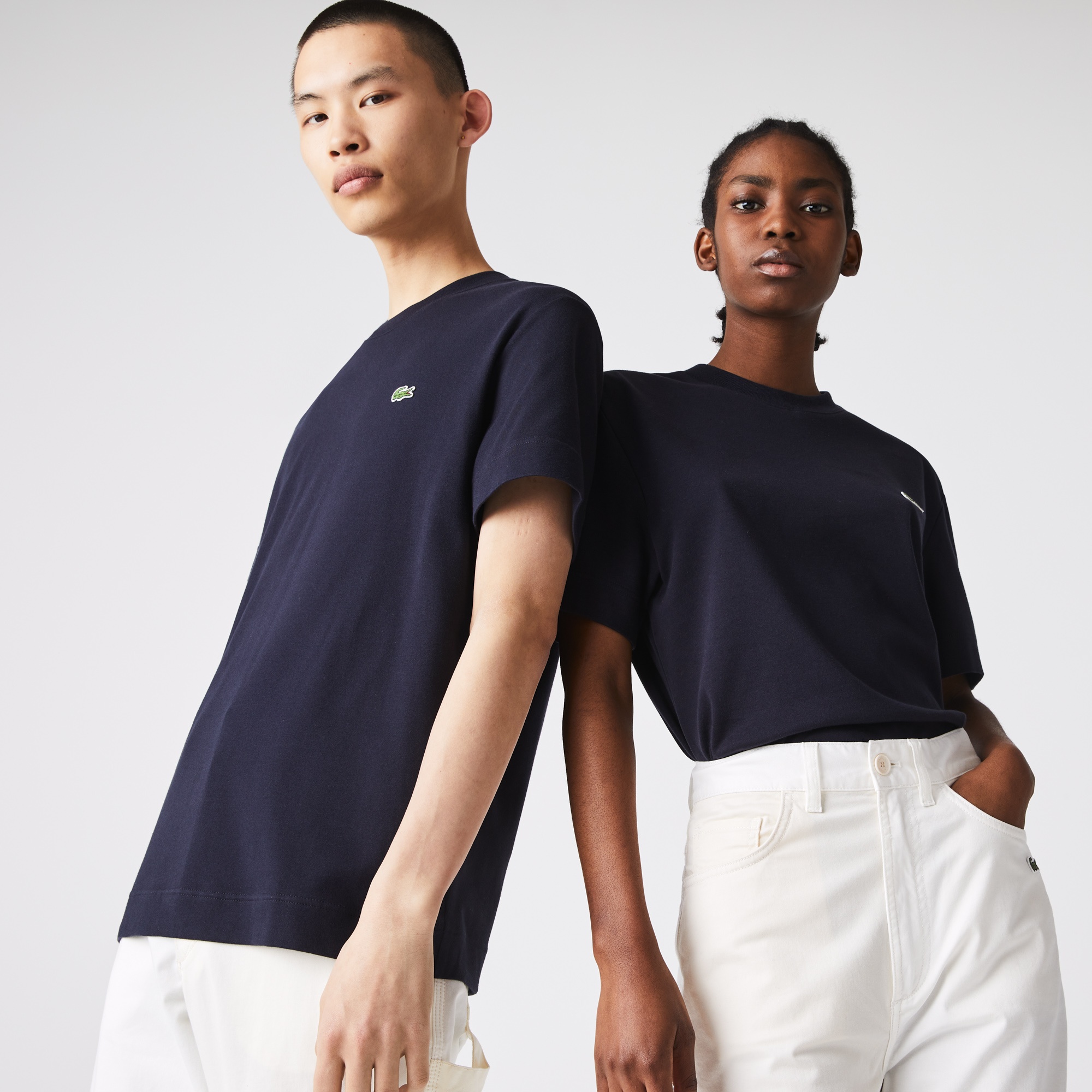 Lacoste Organik Pamuk Unisex Relaxed Fit Bisiklet Yaka Lacivert T-Shirt