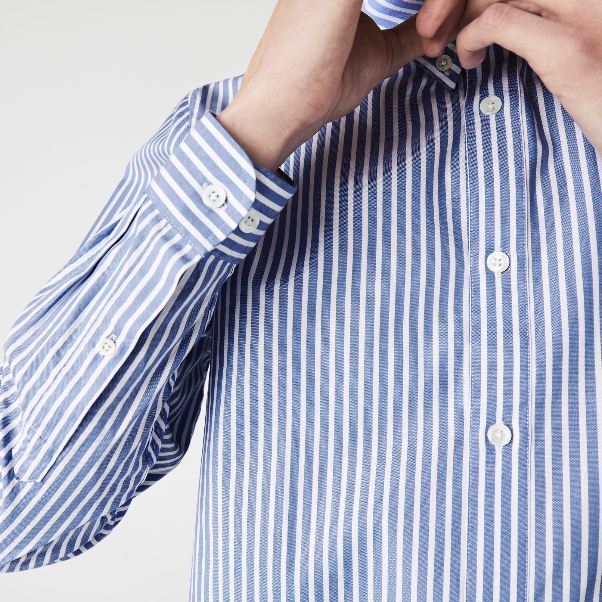 Lacoste Erkek Regular Fit Çizgili Mavi Gömlek