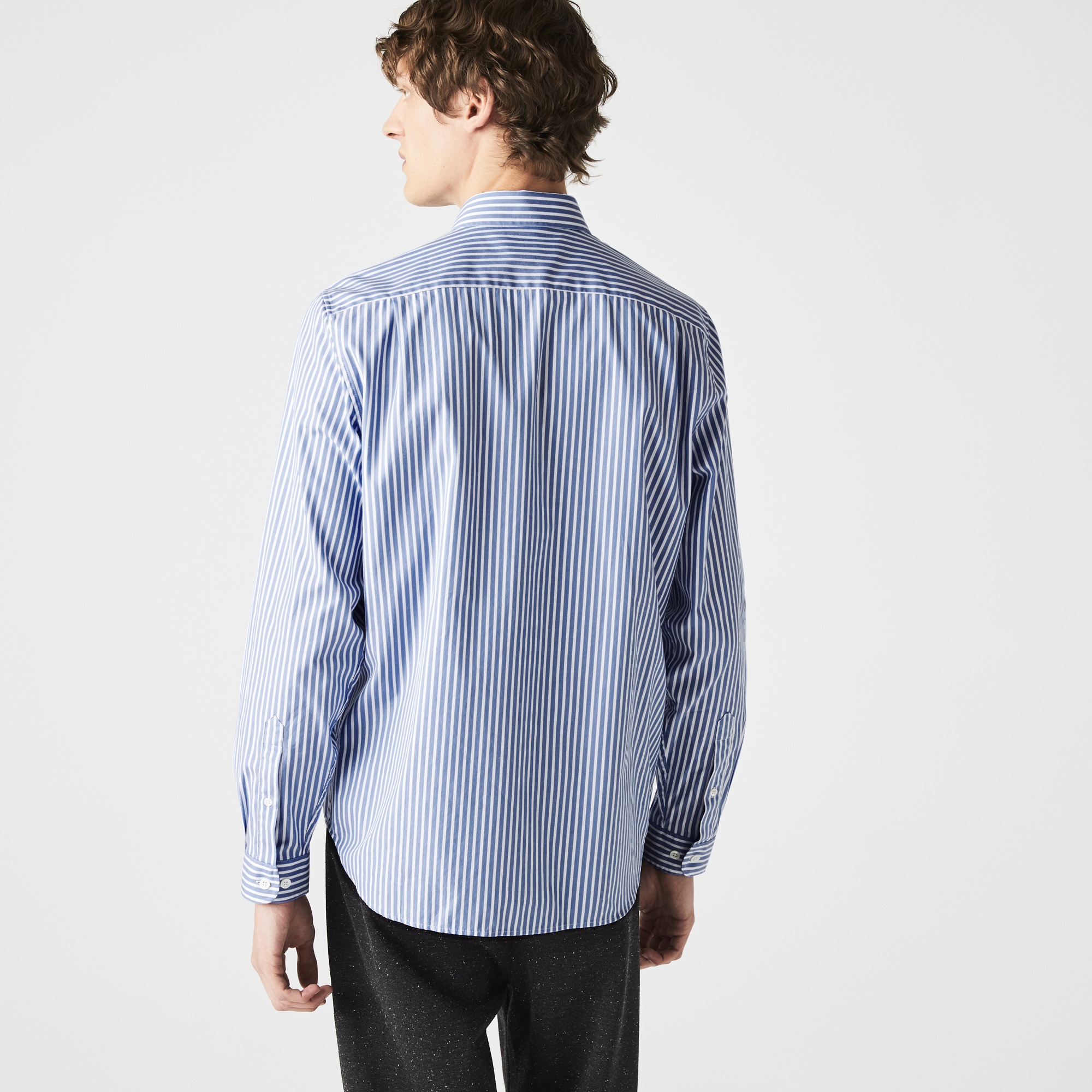 Lacoste Erkek Regular Fit Çizgili Mavi Gömlek