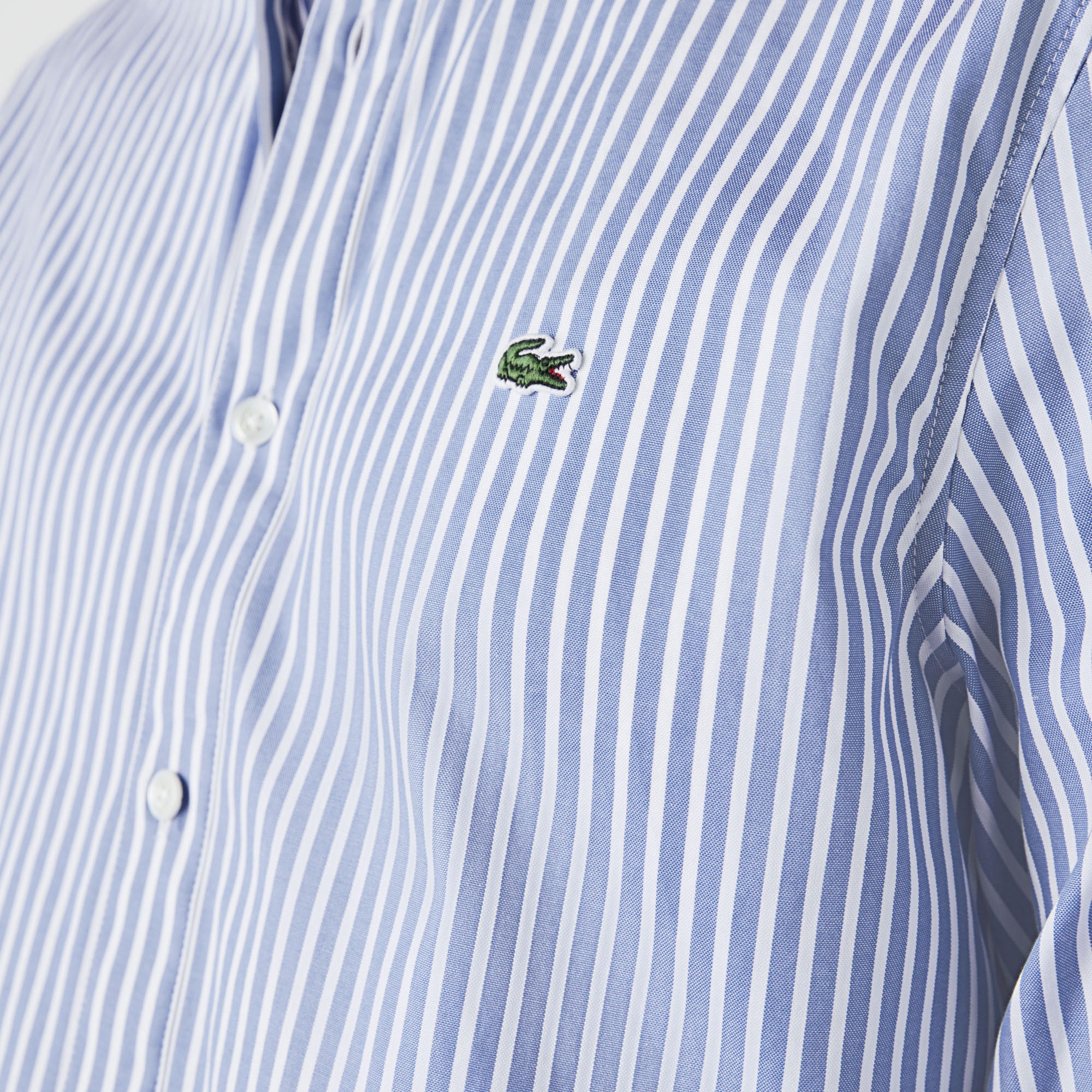 Lacoste Erkek Regular Fit Çizgili Mavi Gömlek
