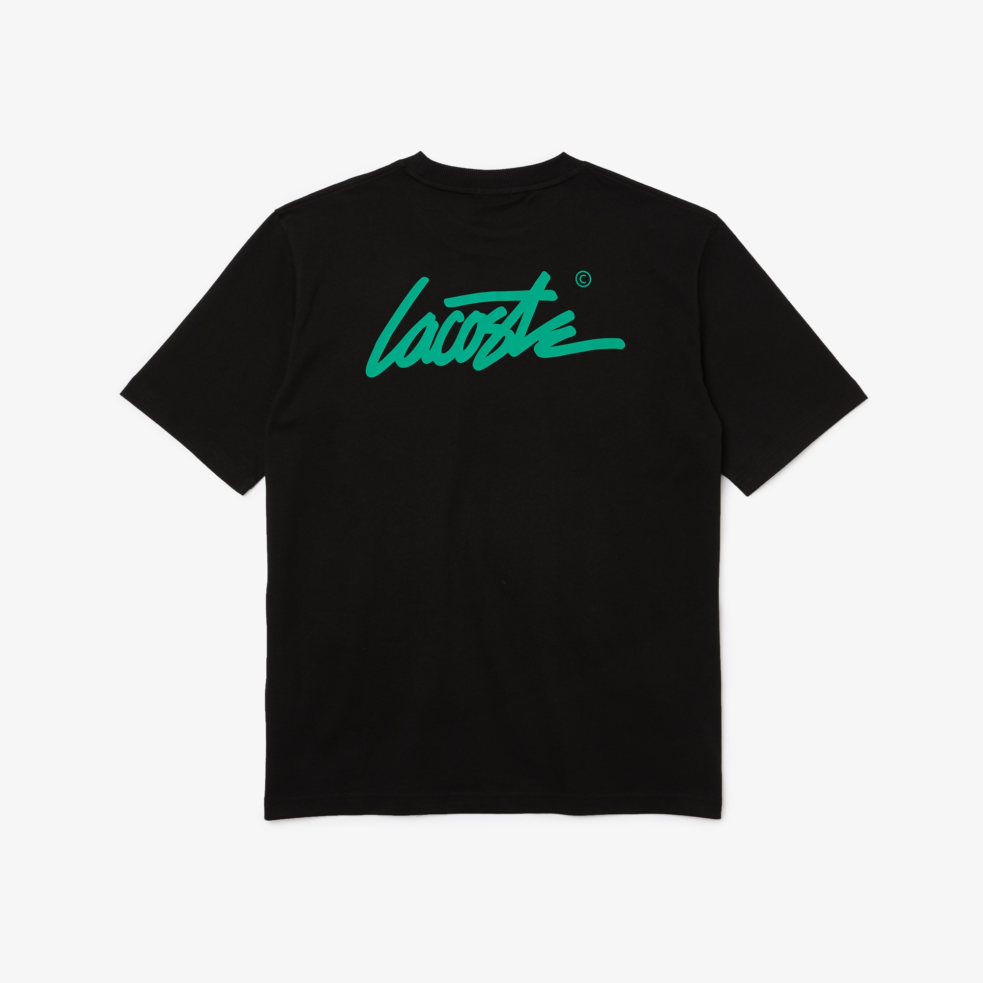 Lacoste L!VE Unisex Loose Fit Bisiklet Yaka Baskılı Siyah T-Shirt