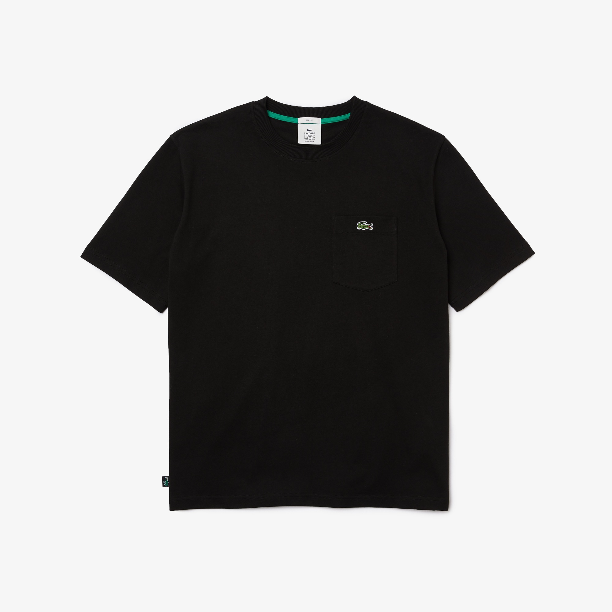 Lacoste L!VE Unisex Loose Fit Bisiklet Yaka Baskılı Siyah T-Shirt