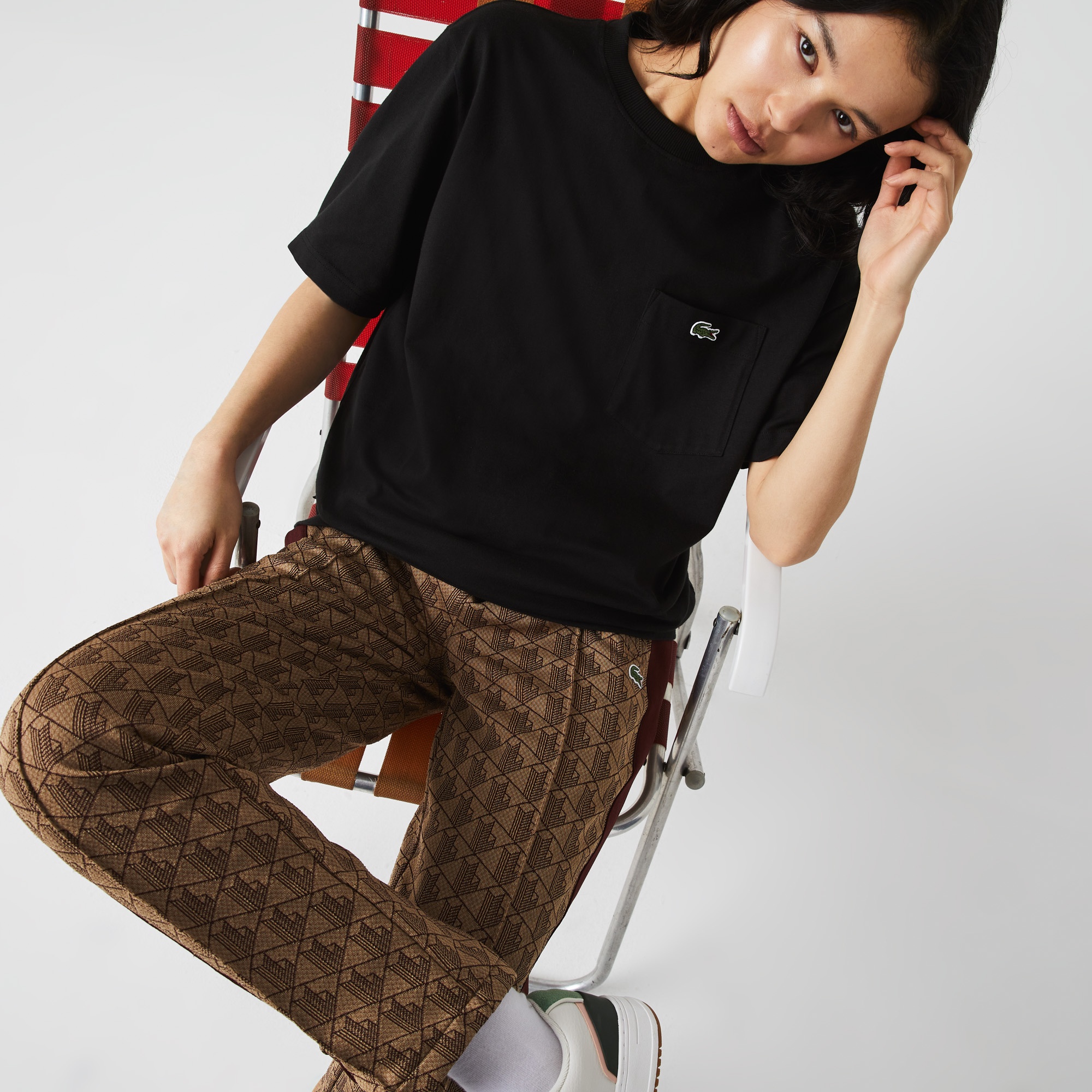 Lacoste L!VE Unisex Loose Fit Bisiklet Yaka Baskılı Siyah T-Shirt