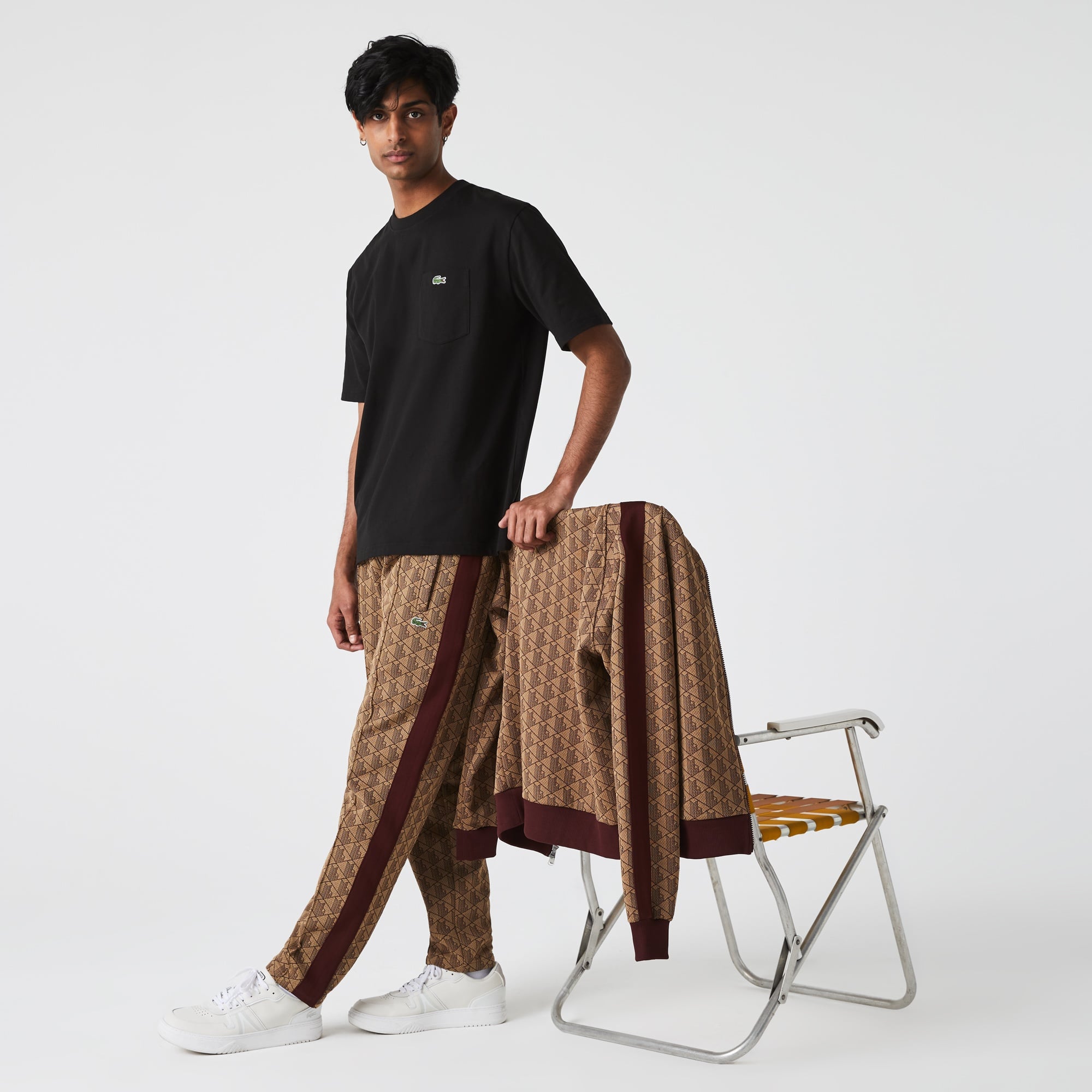 Lacoste L!VE Unisex Loose Fit Bisiklet Yaka Baskılı Siyah T-Shirt