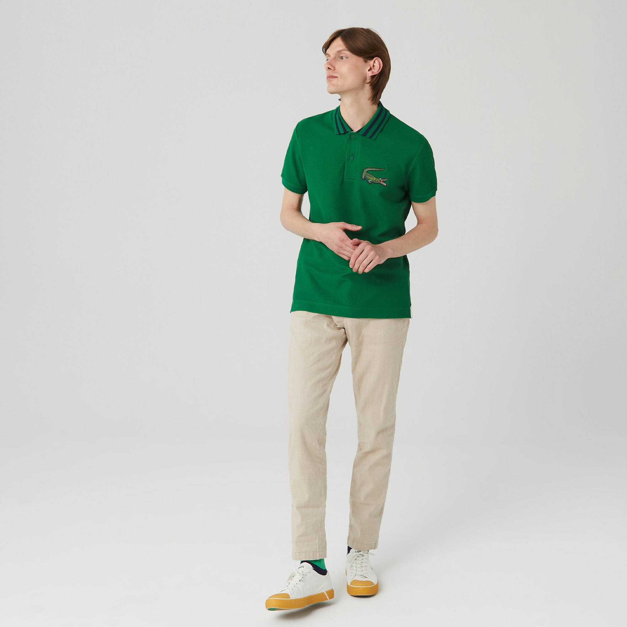 Lacoste Erkek Slim Fit Baskılı Yeşil Polo