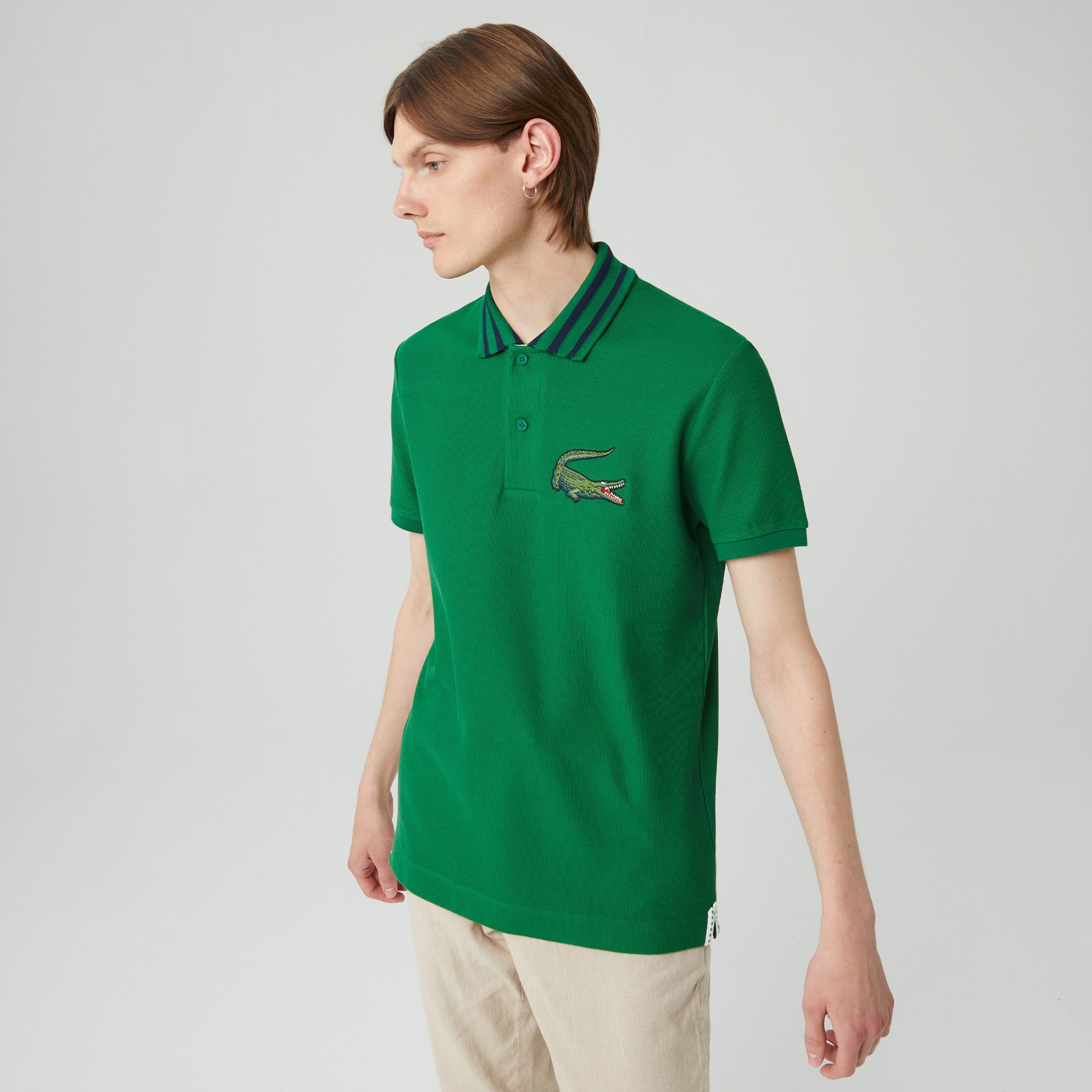 Lacoste Erkek Slim Fit Baskılı Yeşil Polo