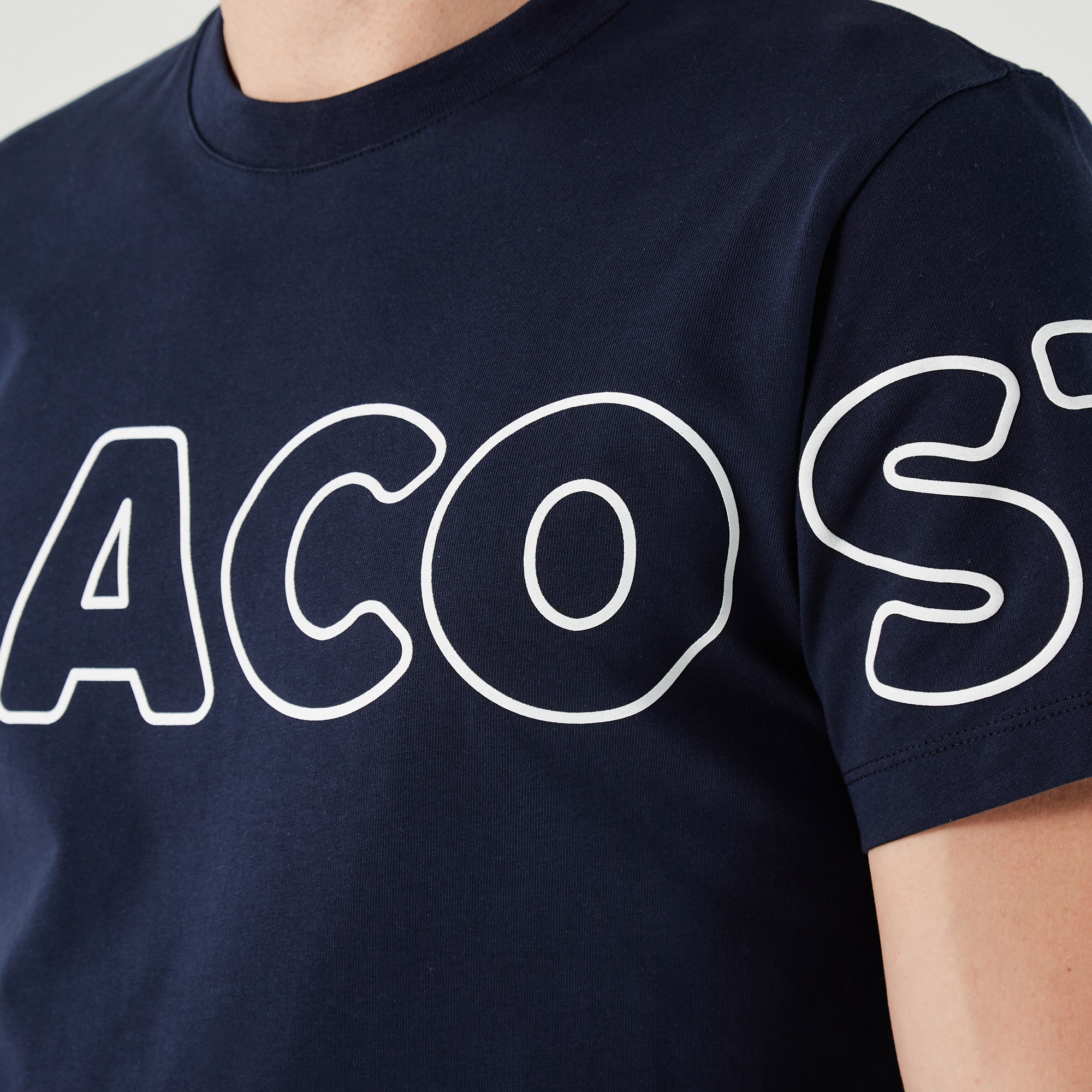 Lacoste Erkek Regular Fit Bisiklet Yaka Baskılı Lacivert T-Shirt