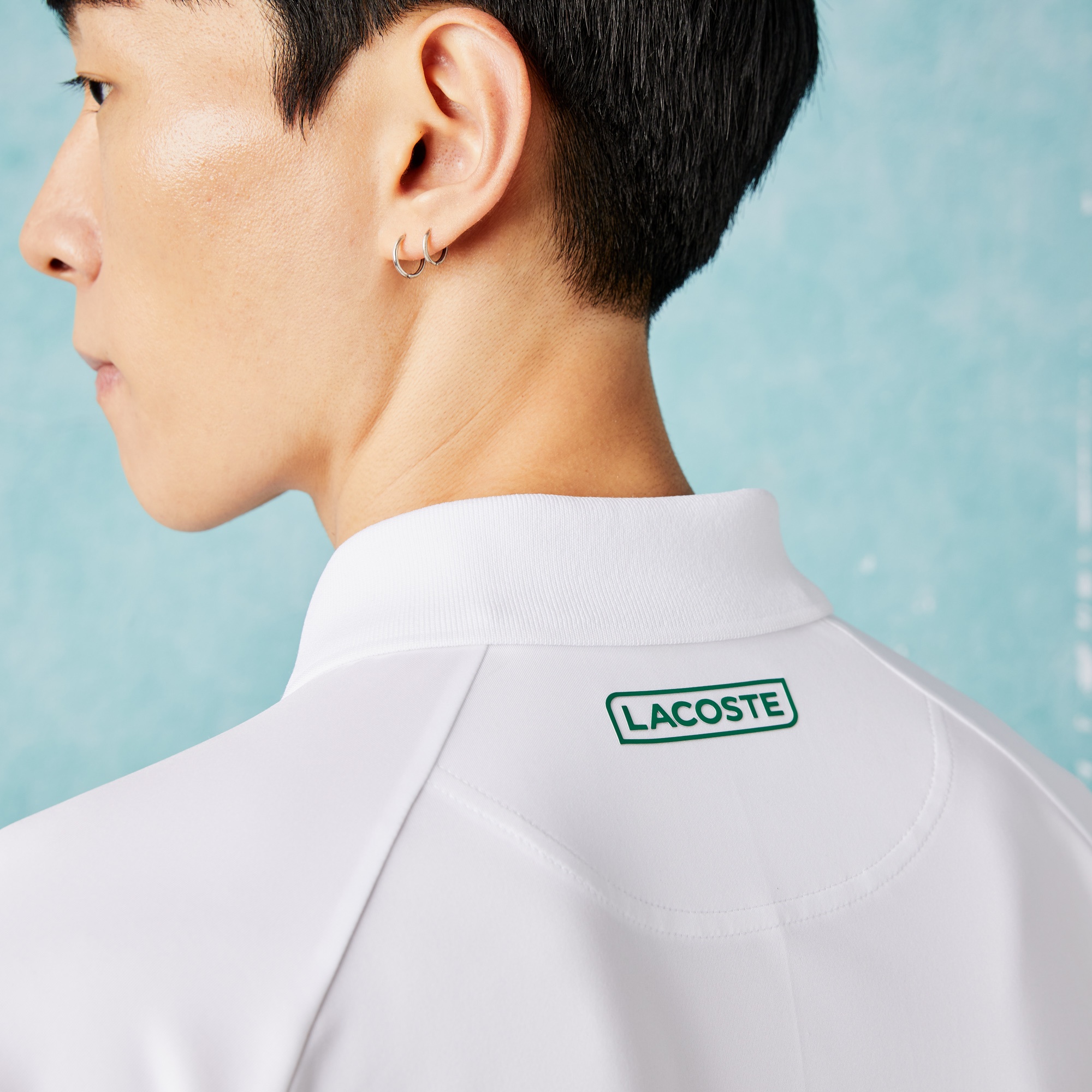 Lacoste SPORT x Novak Djokovic Erkek Regular Fit Desenli Beyaz Polo
