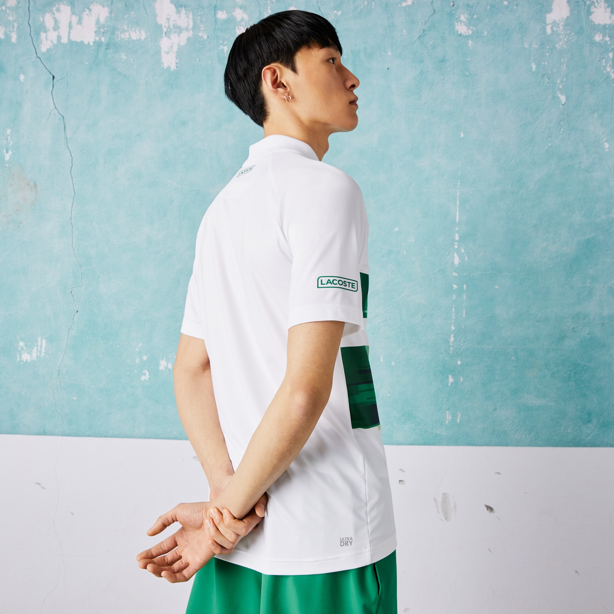Lacoste SPORT x Novak Djokovic Erkek Regular Fit Desenli Beyaz Polo