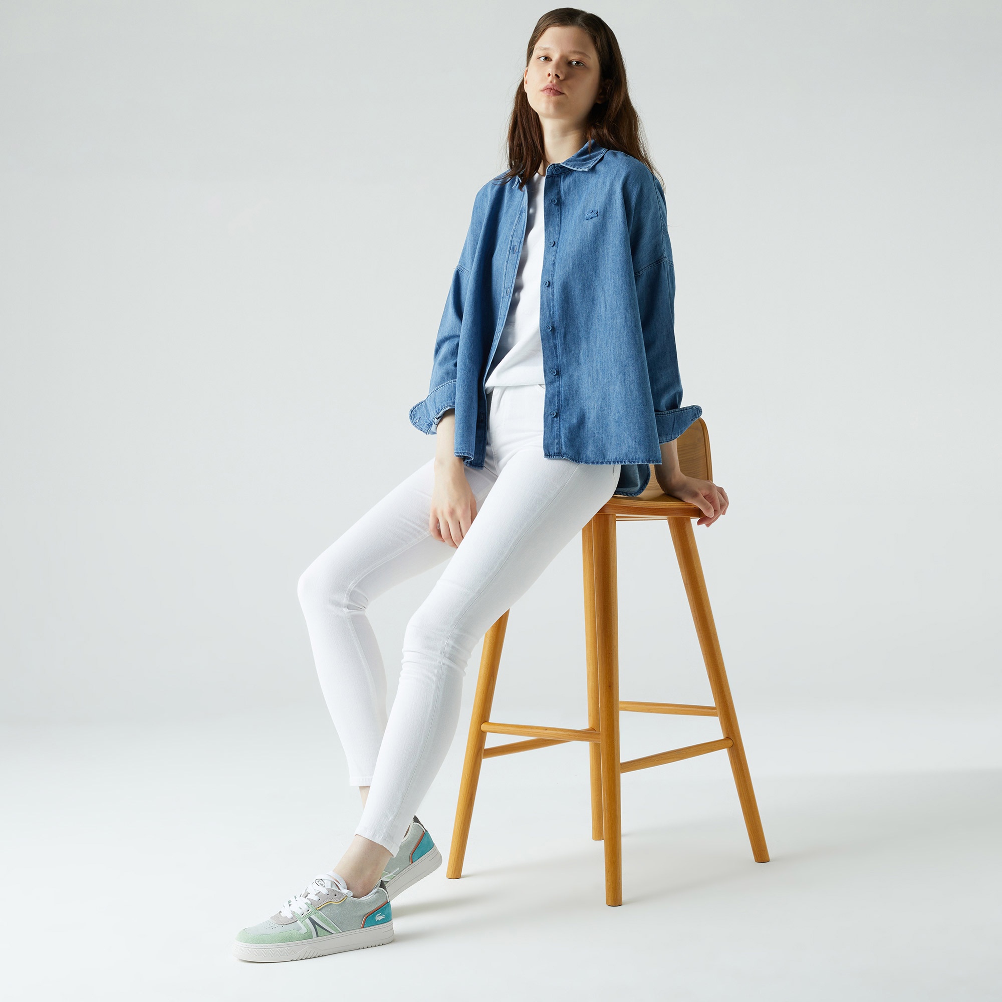 Lacoste Kadın Relaxed Fit Açık Denim Gömlek