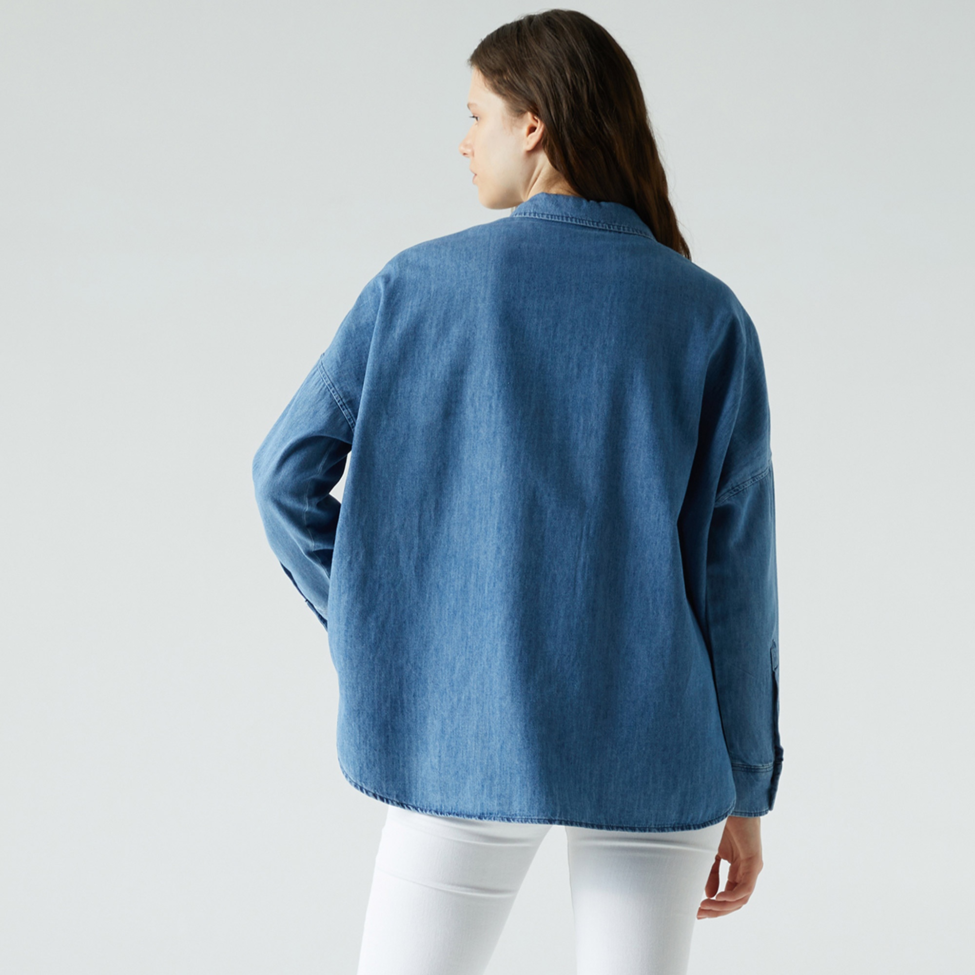 Lacoste Kadın Relaxed Fit Açık Denim Gömlek