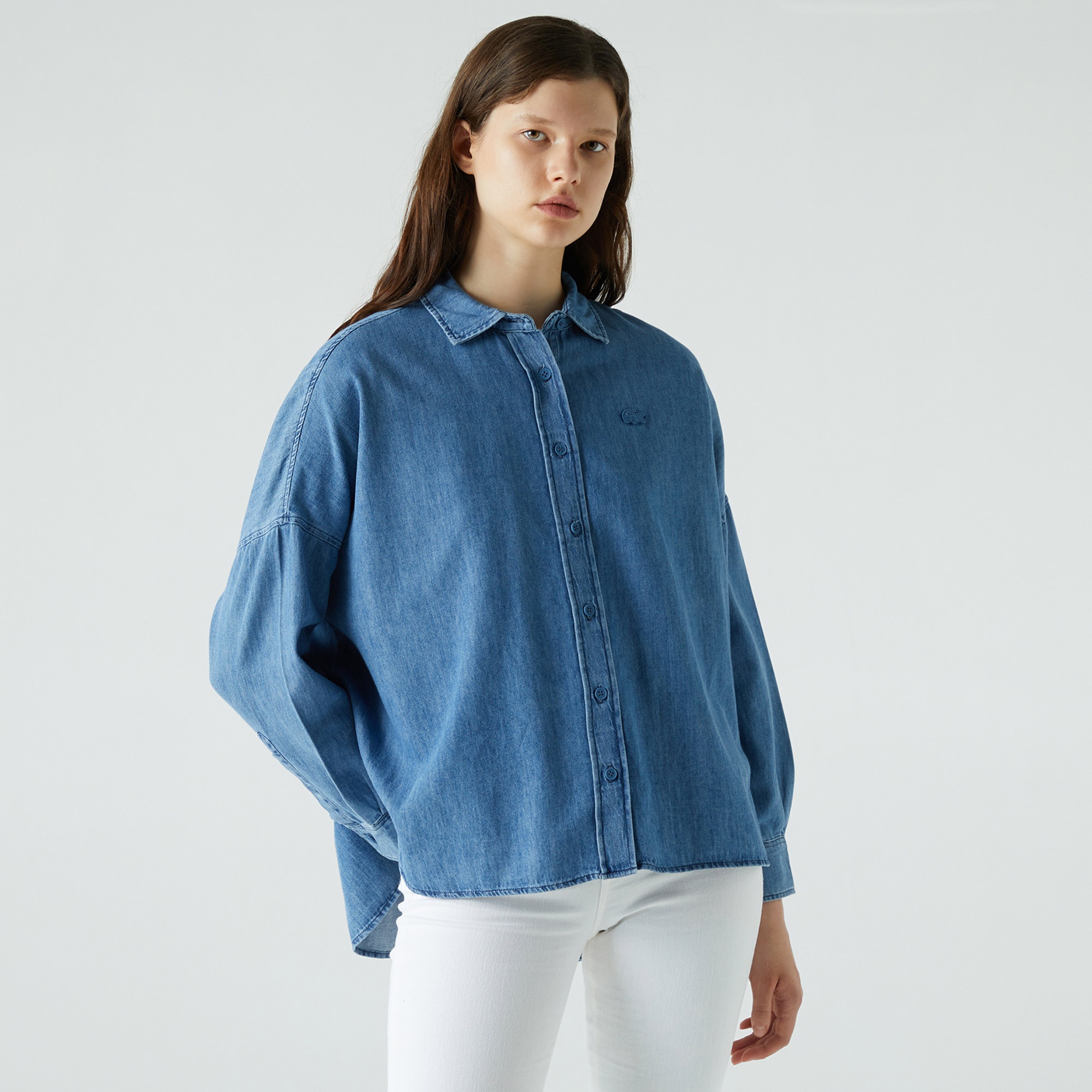 Lacoste Kadın Relaxed Fit Açık Denim Gömlek