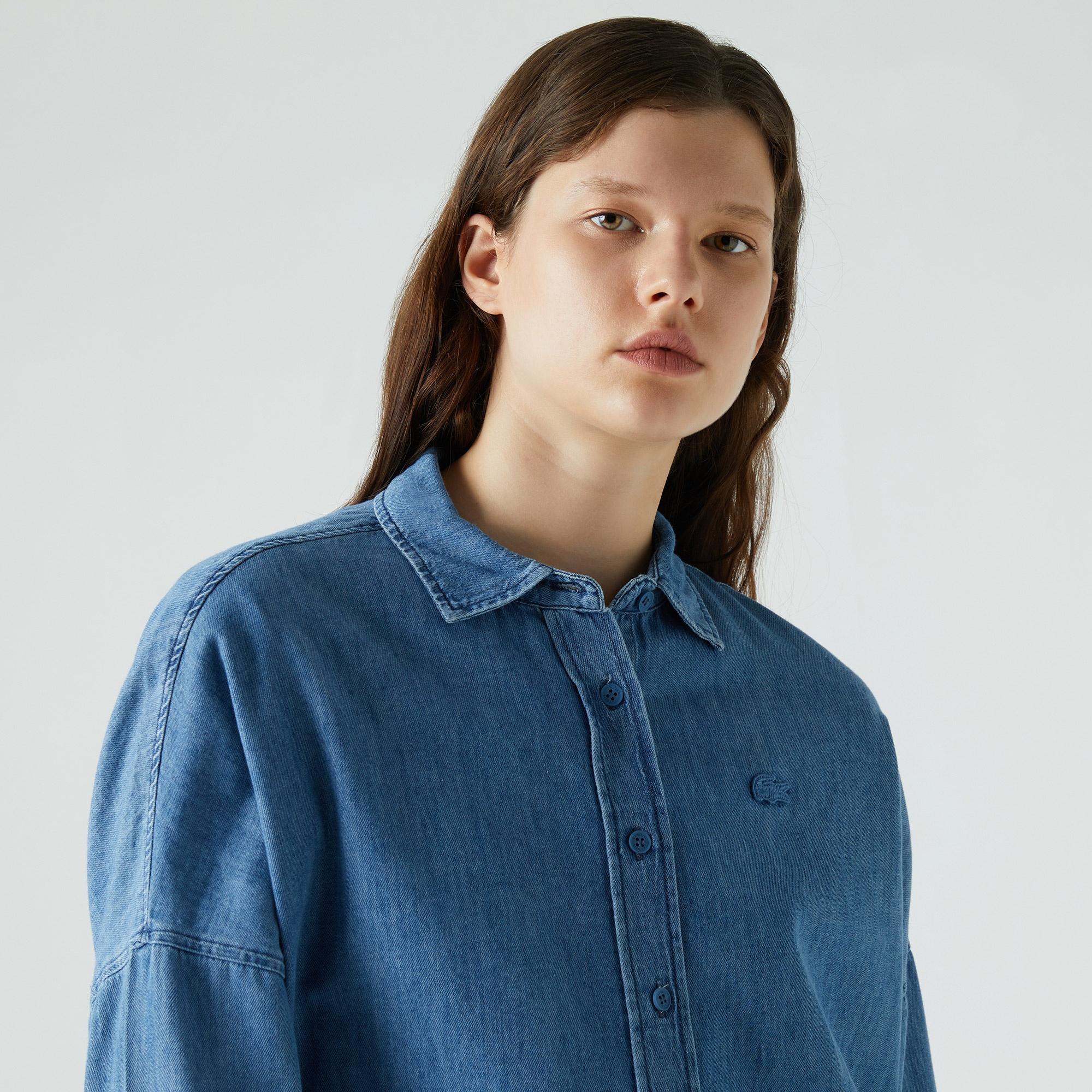 Lacoste Kadın Relaxed Fit Açık Denim Gömlek