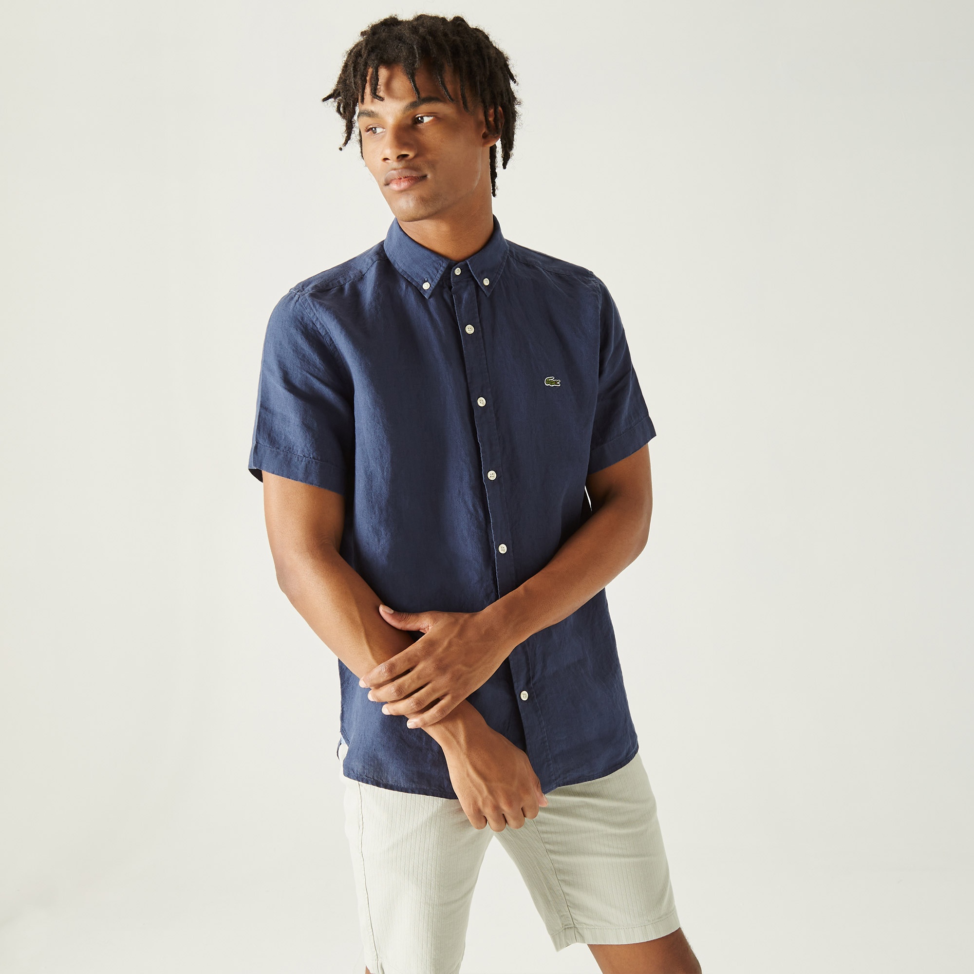 Lacoste Erkek Regular Fit Kısa Kollu Lacivert Gömlek