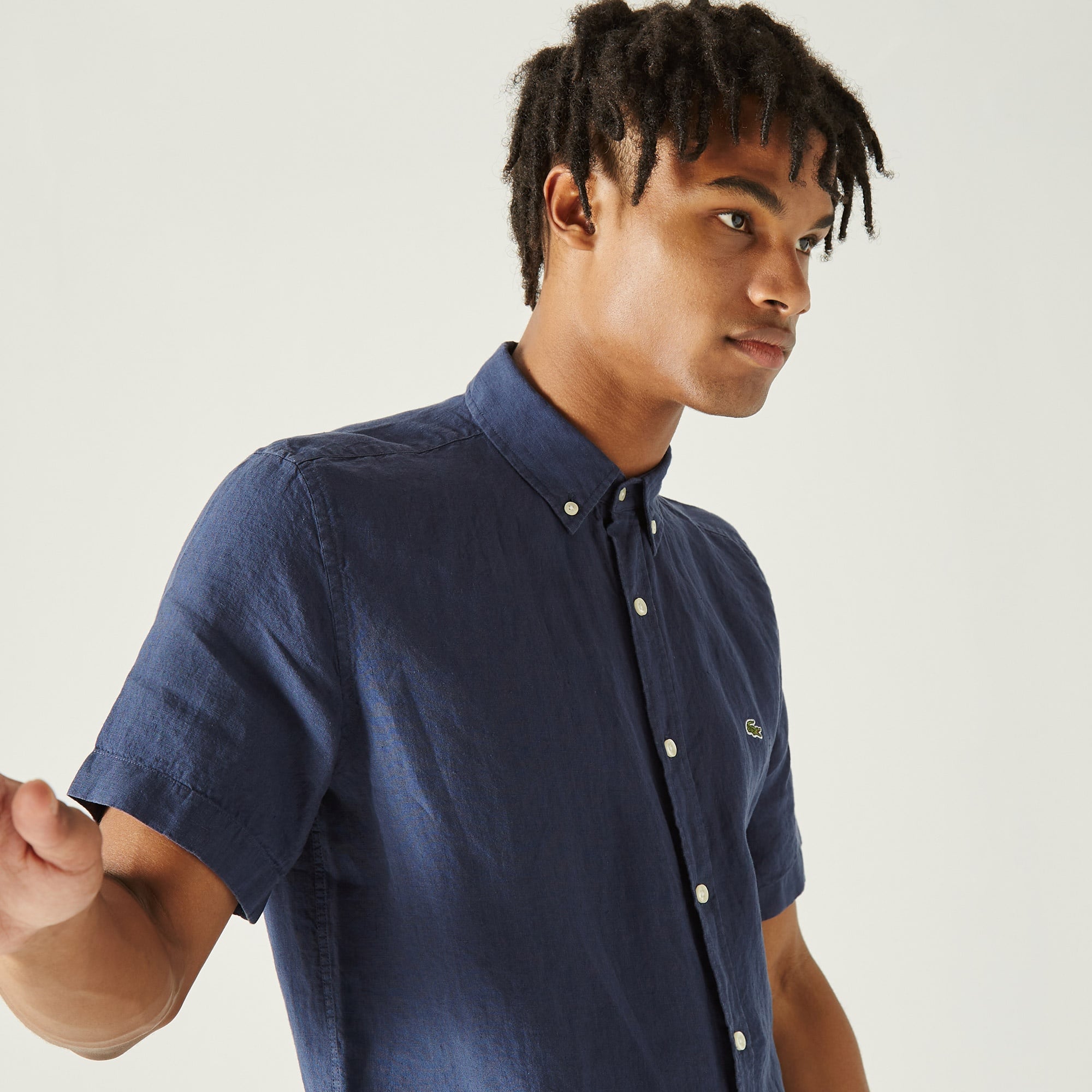 Lacoste Erkek Regular Fit Kısa Kollu Lacivert Gömlek