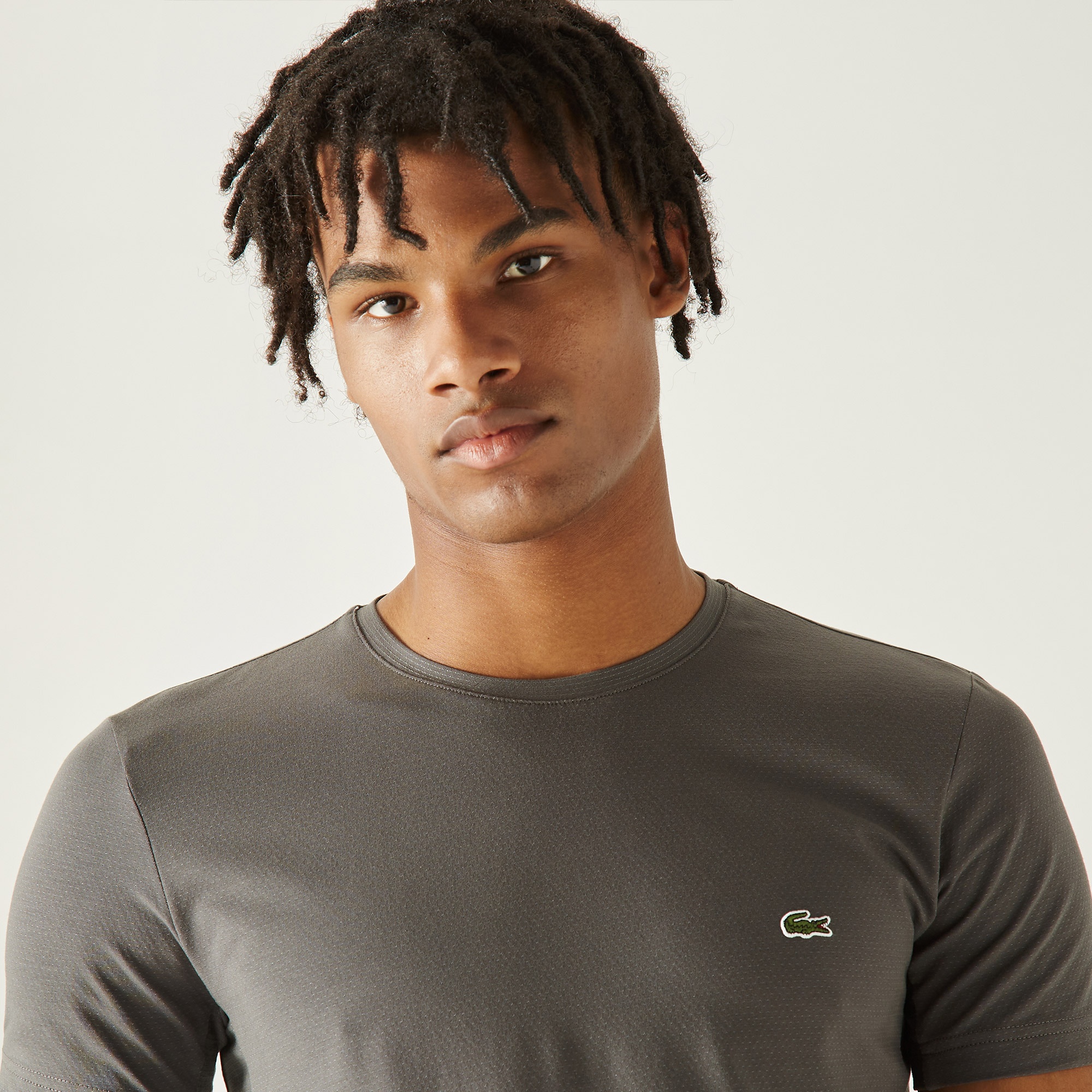 Lacoste Erkek Slim Fit Bisiklet Yaka Gri T-Shirt