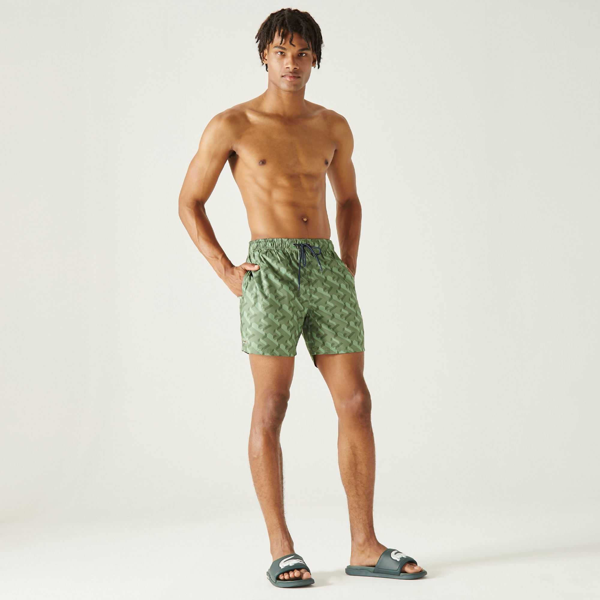 Lacoste Erkek Desenli Yeşil Mayo