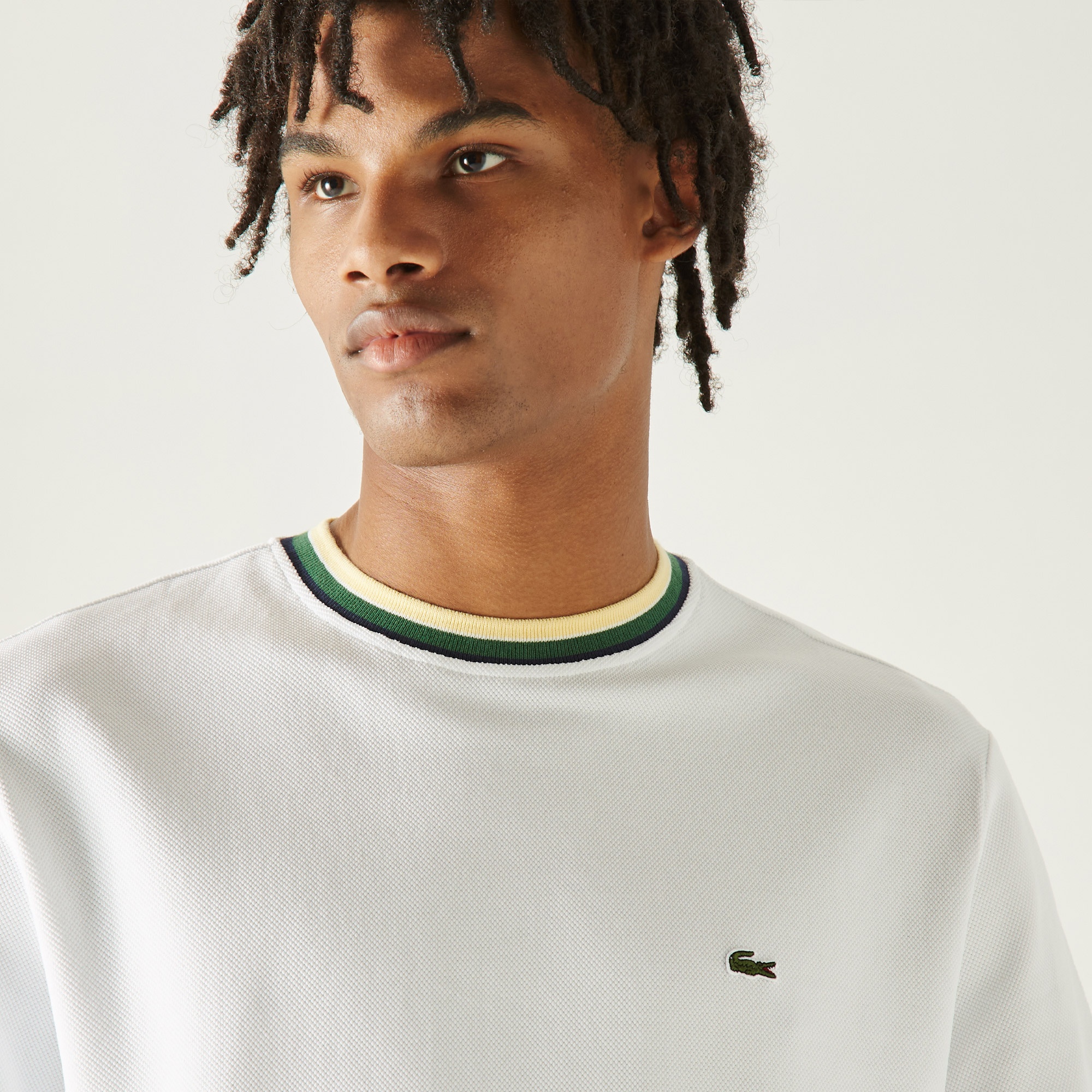 Lacoste Erkek Relaxed Fit Bisiklet Yaka Beyaz T-Shirt