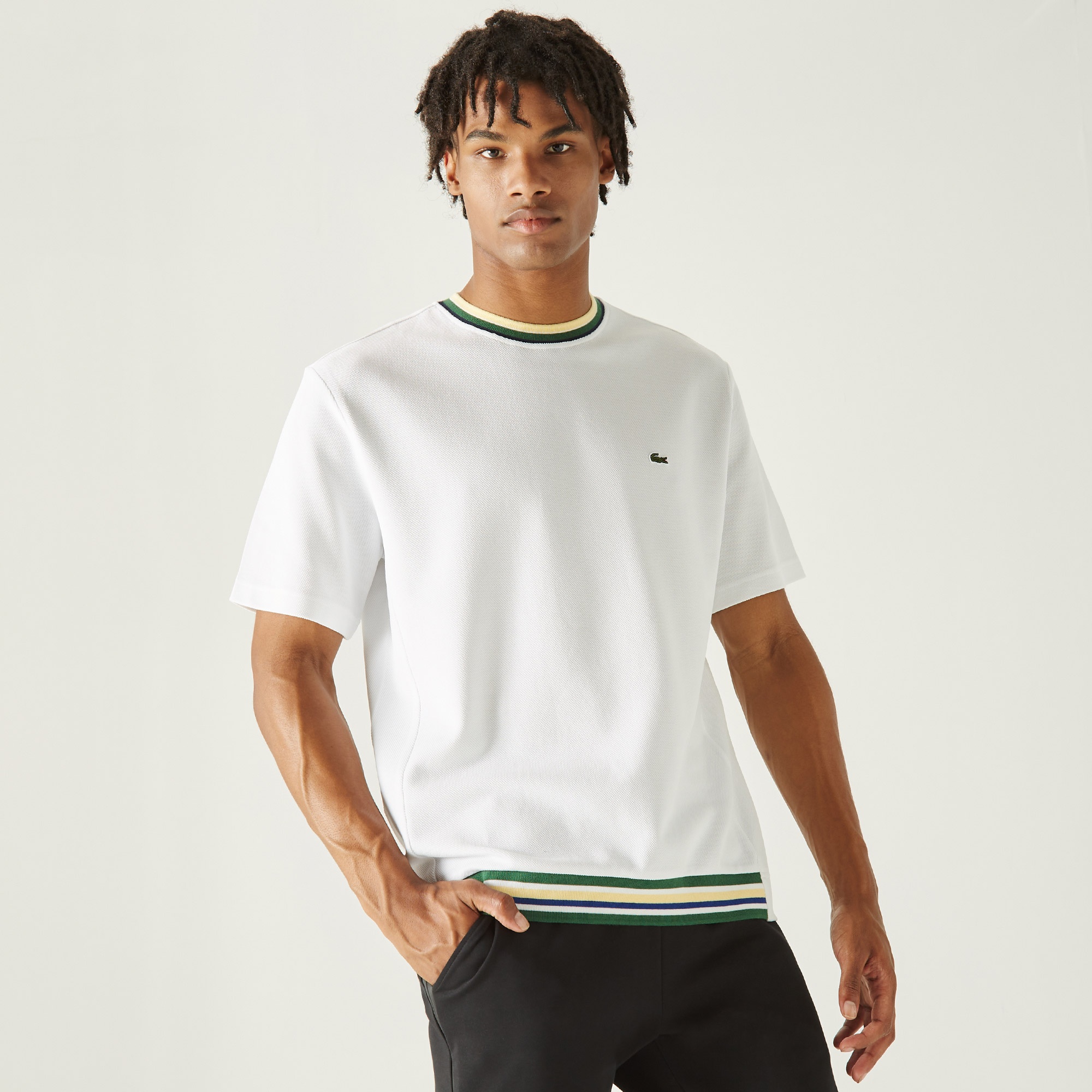 Lacoste Erkek Relaxed Fit Bisiklet Yaka Beyaz T-Shirt