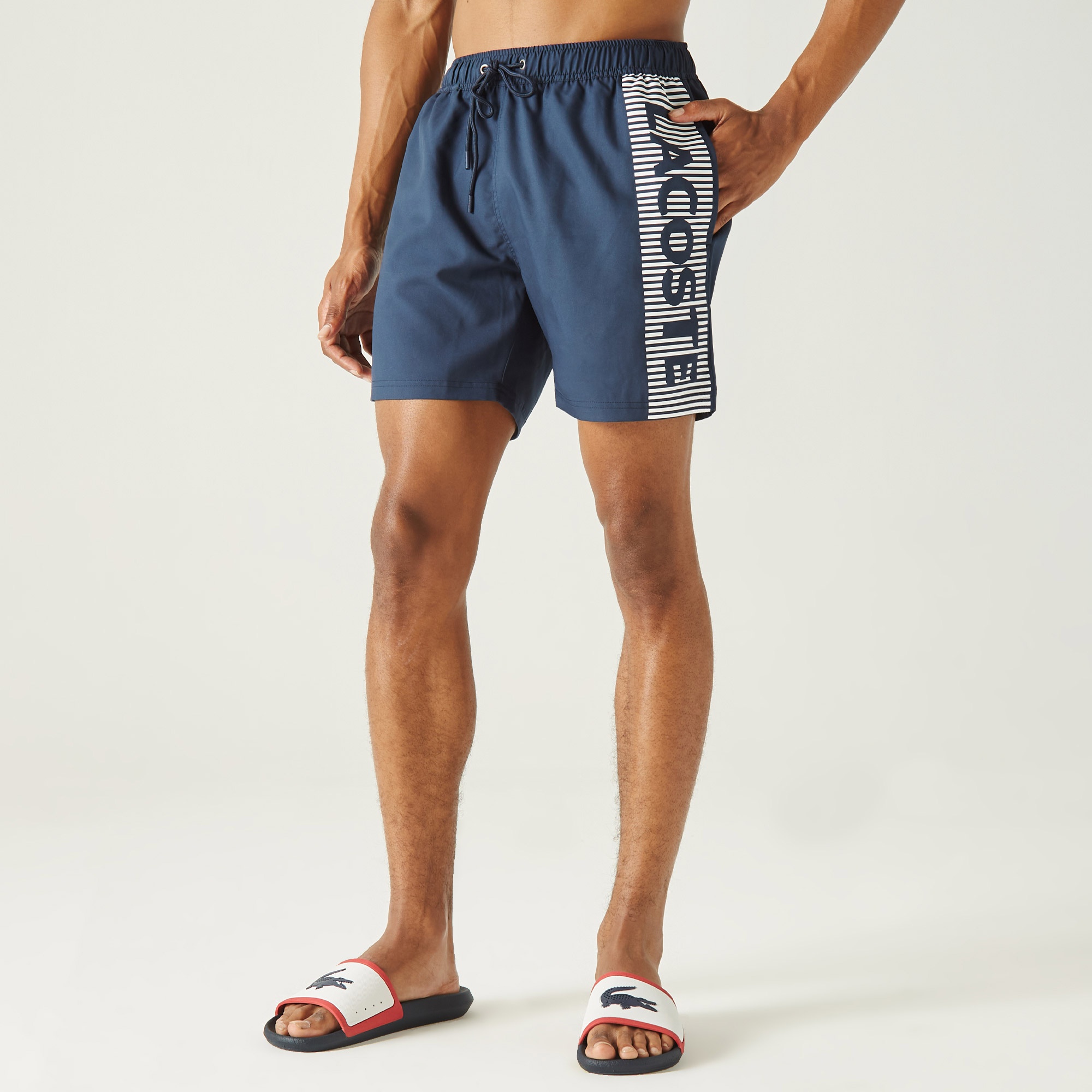 Lacoste Erkek Baskılı Lacivert Mayo Şort