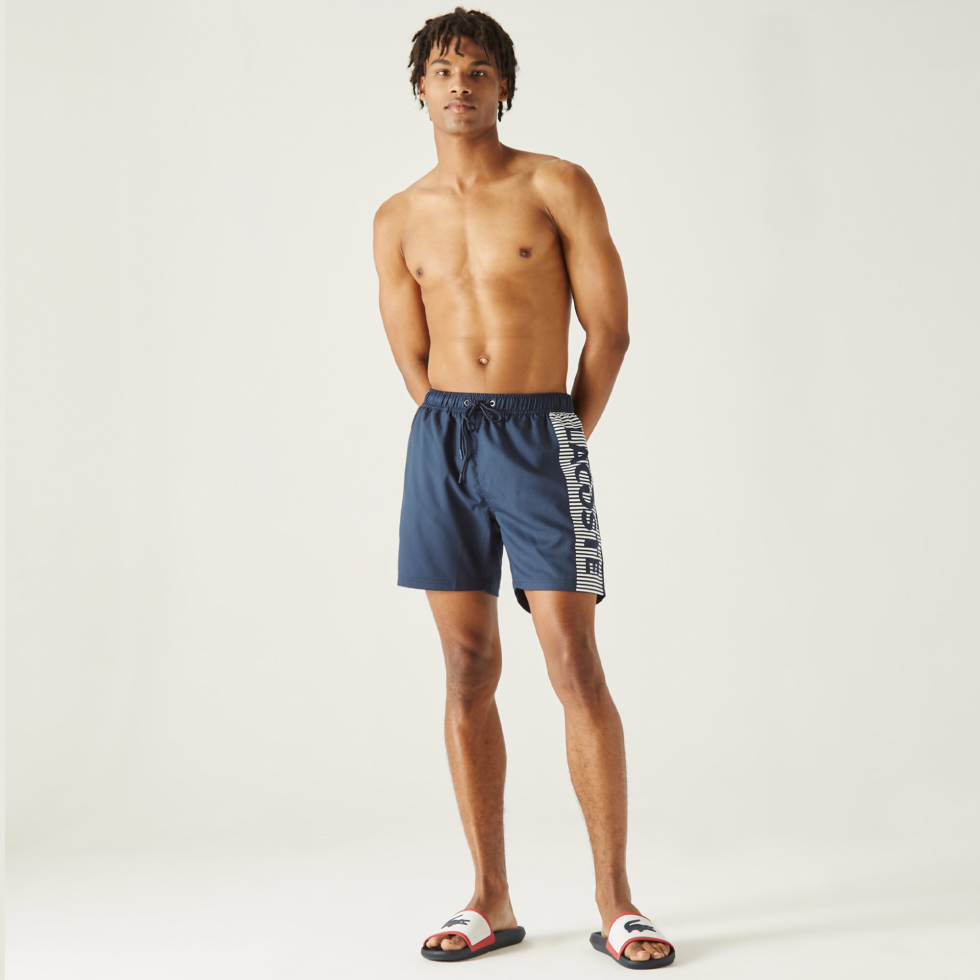 Lacoste Erkek Baskılı Lacivert Mayo Şort