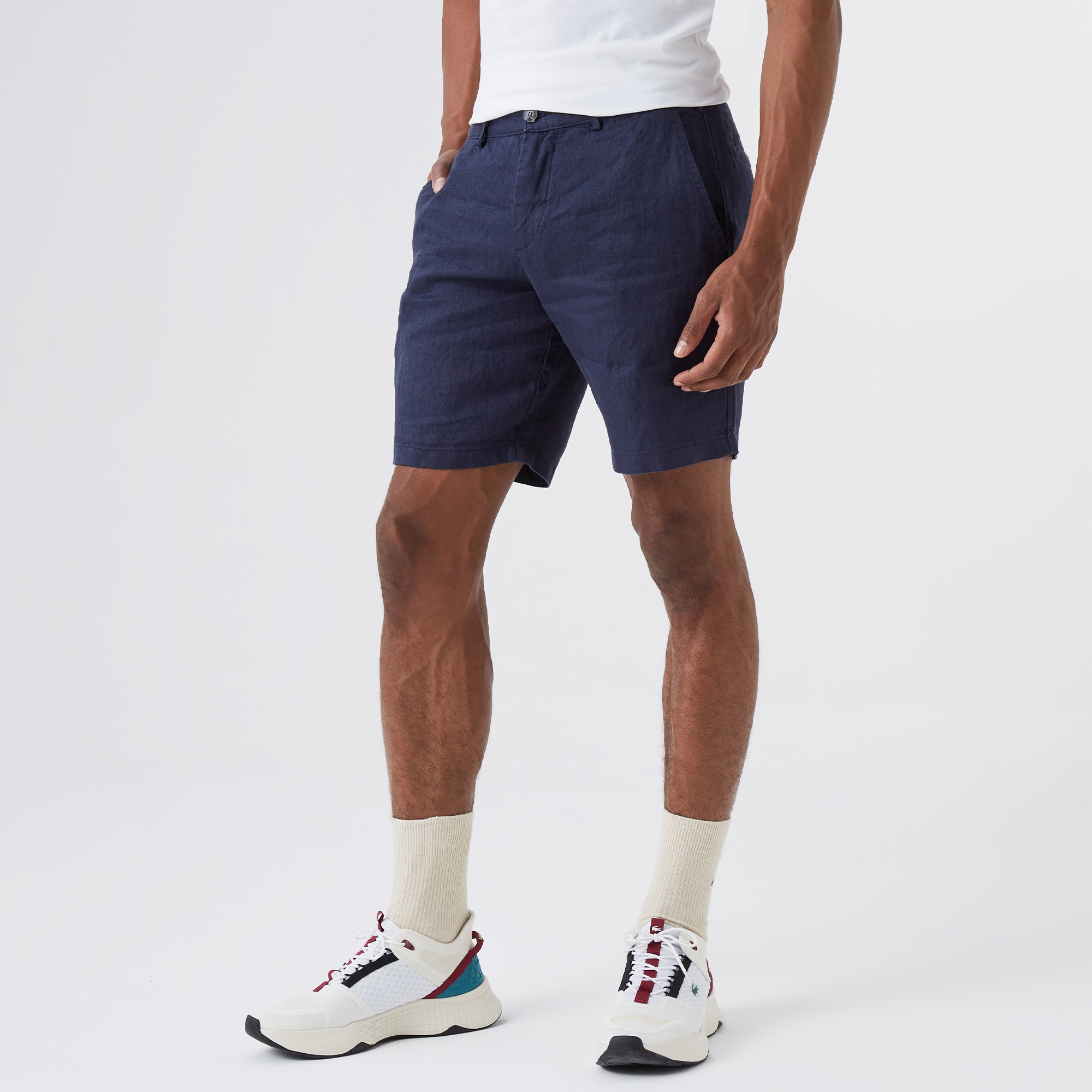 Lacoste Erkek Slim Fit Keten Lacivert Bermuda