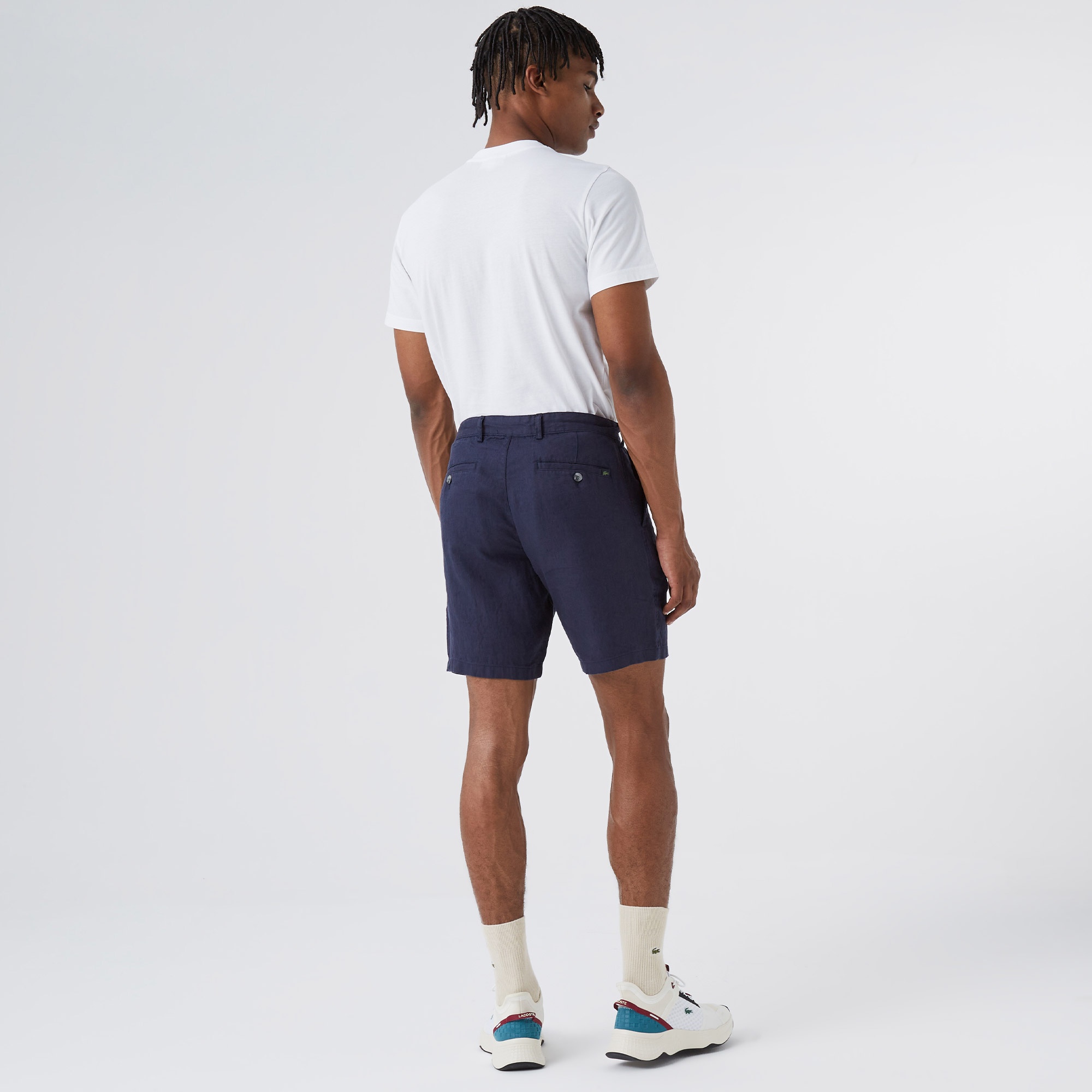 Lacoste Erkek Slim Fit Keten Lacivert Bermuda