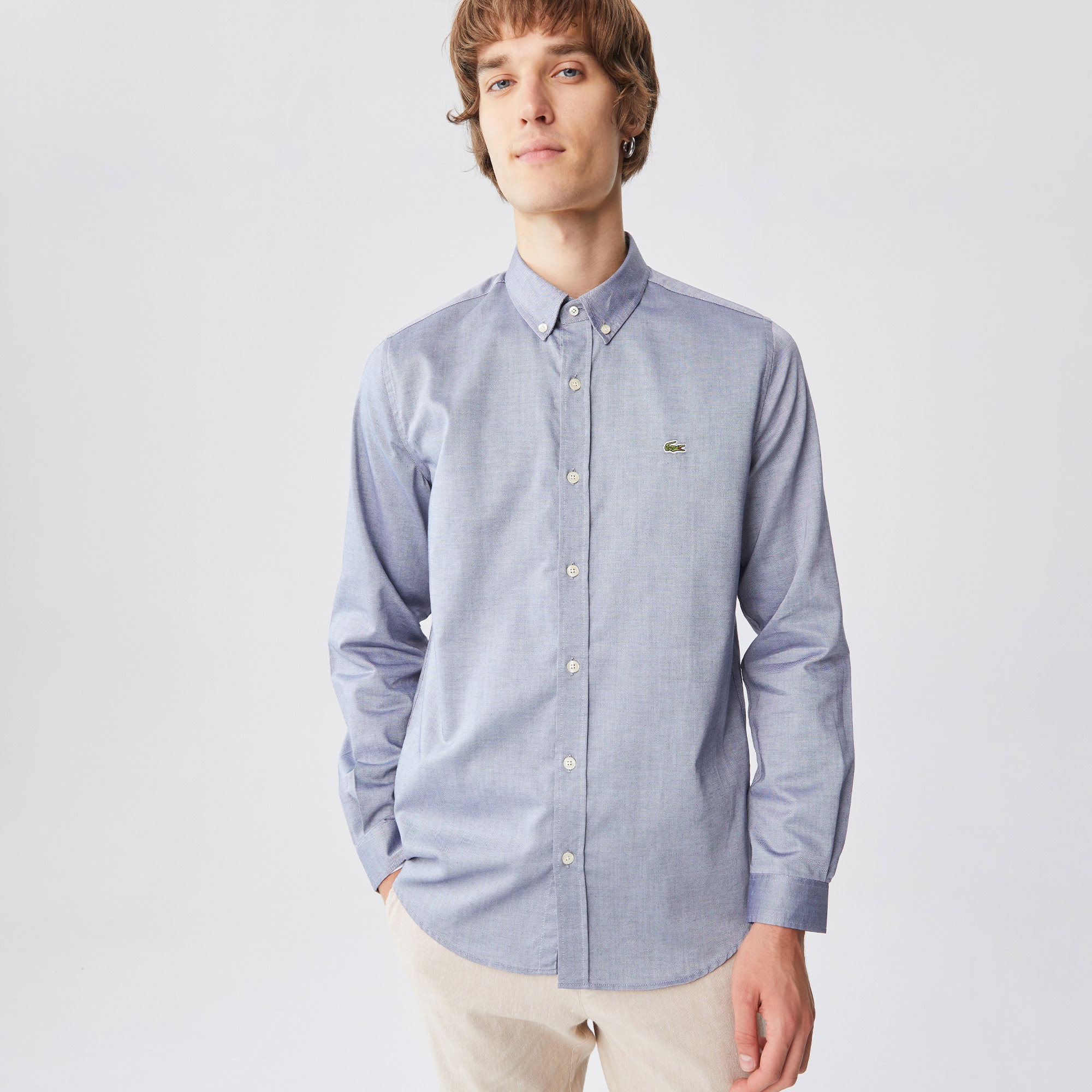 Lacoste Erkek Slim Fit Gri Gömlek