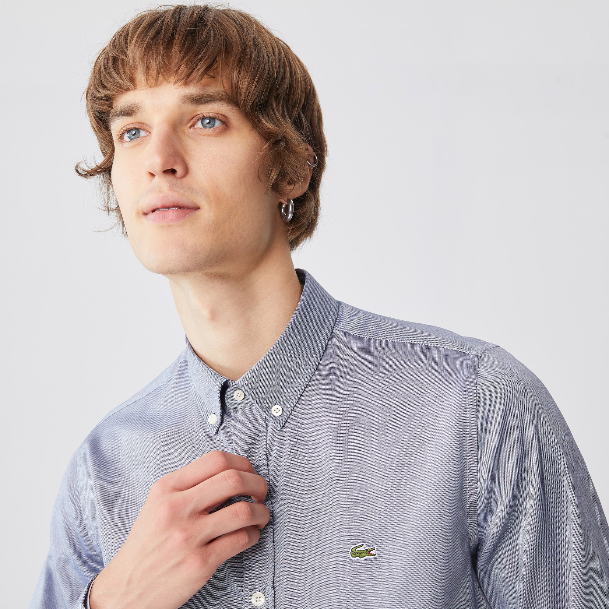 Lacoste Erkek Slim Fit Gri Gömlek