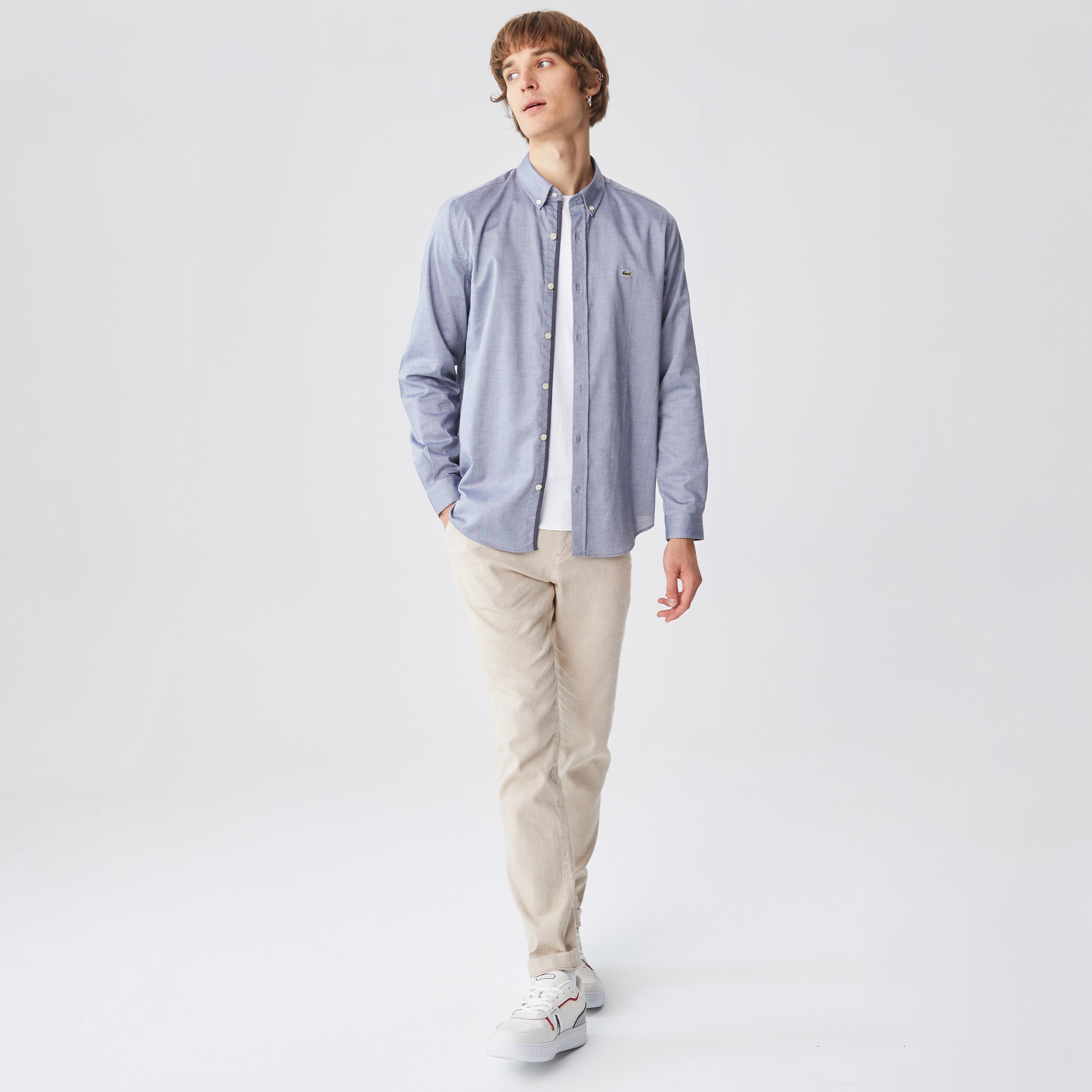 Lacoste Erkek Slim Fit Gri Gömlek