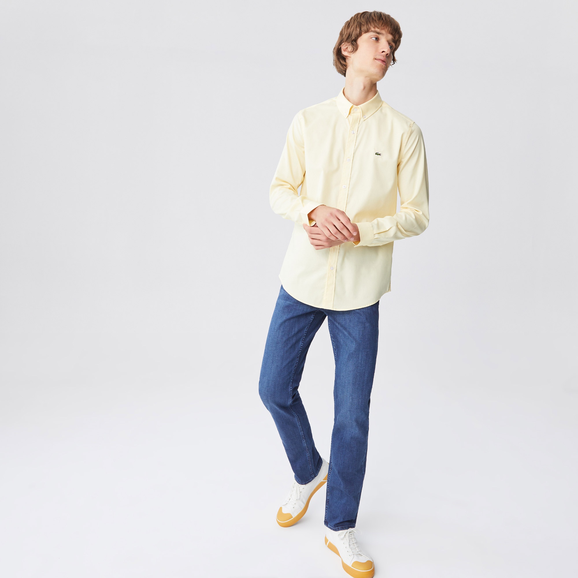 Lacoste Erkek Slim Fit Sarı Gömlek