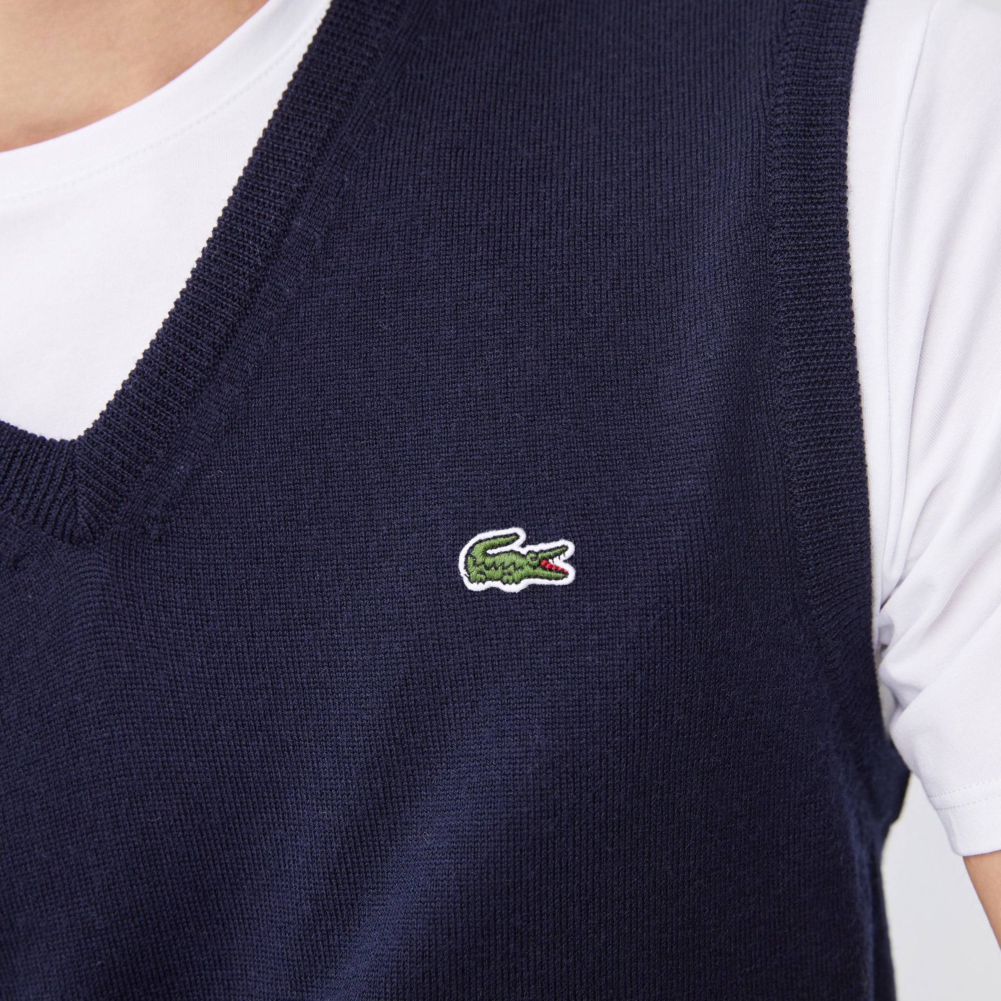 Lacoste Erkek V Yaka Yün Lacivert Süveter