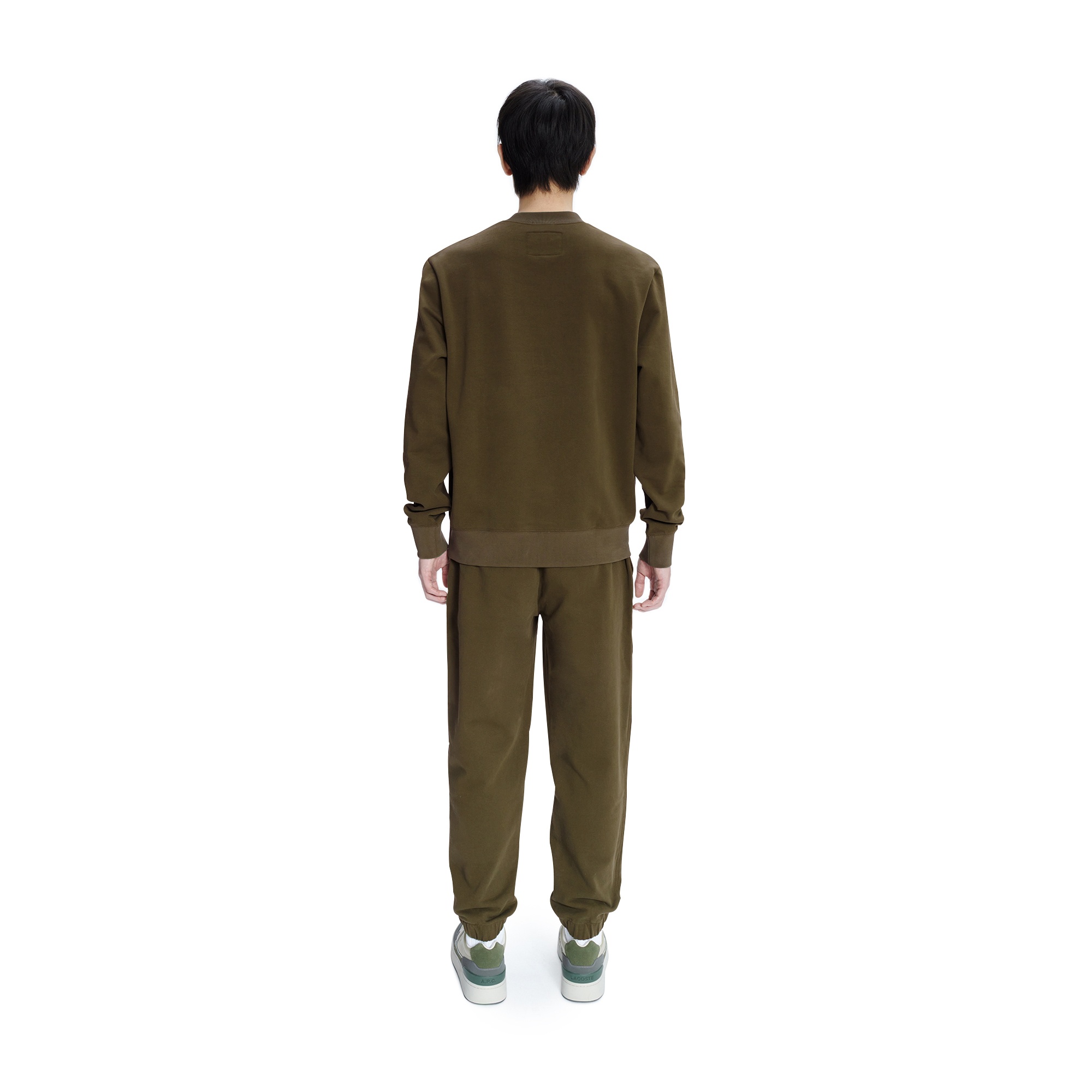 Lacoste X A.P.C Unisex Relaxed Fit Bisiklet Yaka Baskılı Haki