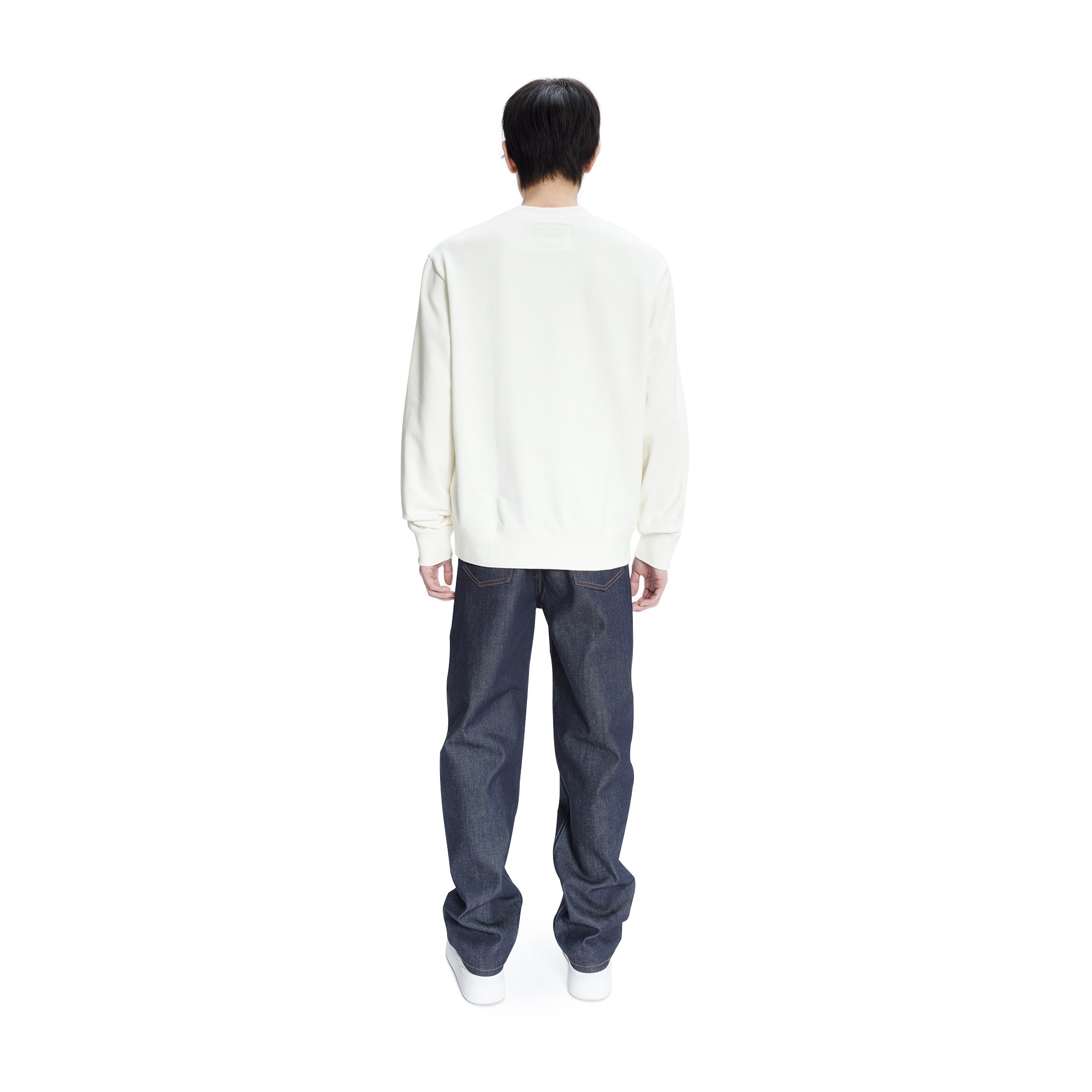 Lacoste X A.P.C Unisex Relaxed Fit Bisiklet Yaka Baskılı Beyaz