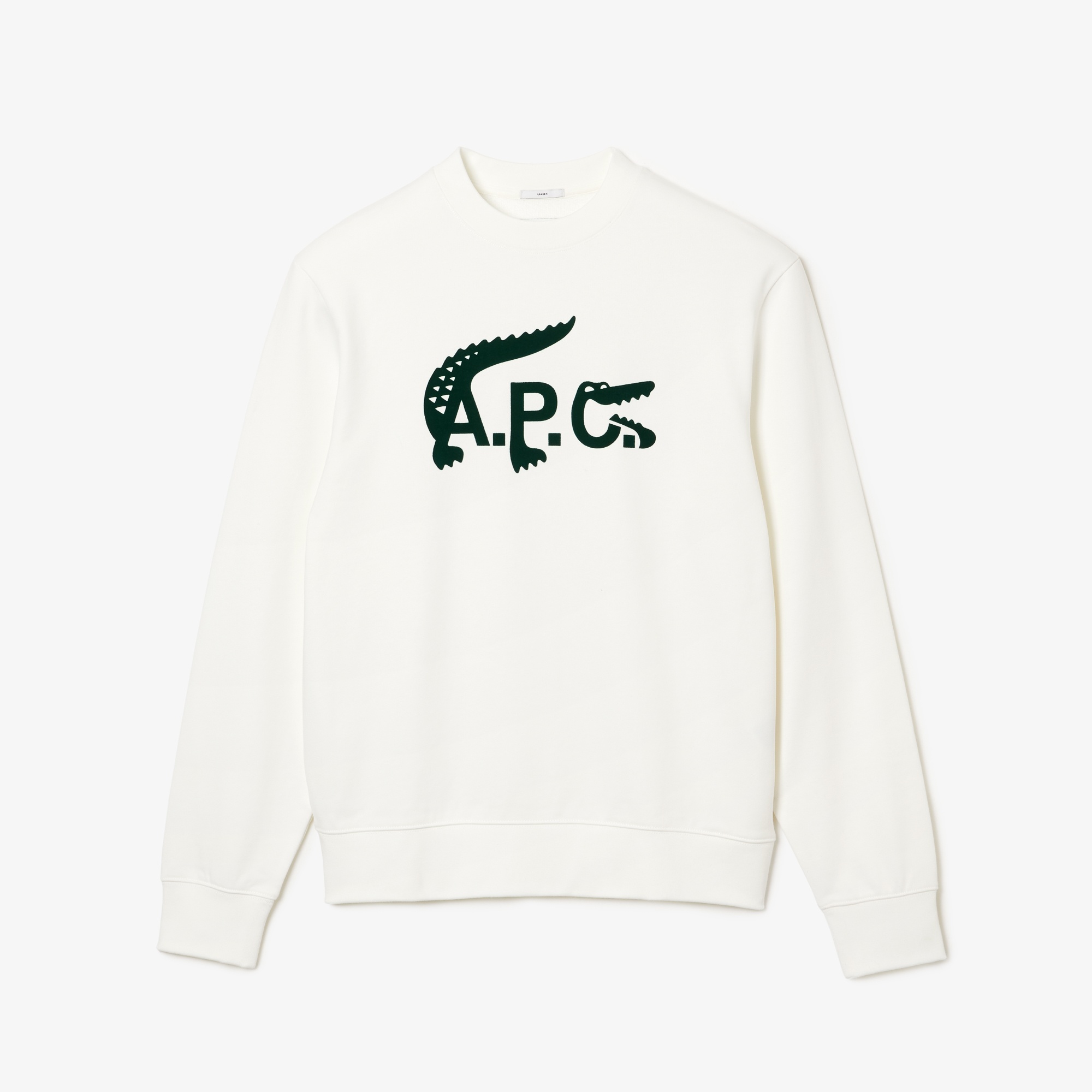 A.P.C. × LACOSTE スウェット Lacoste X A.P.C Unisex Relaxed Fit Bisiklet Yaka Baskılı Beyaz