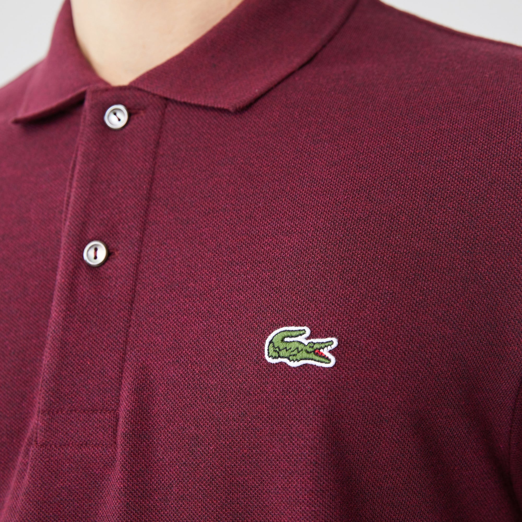 Lacoste Erkek Classic Fit Uzun Kollu Marl L.12.12 Bordo Polo