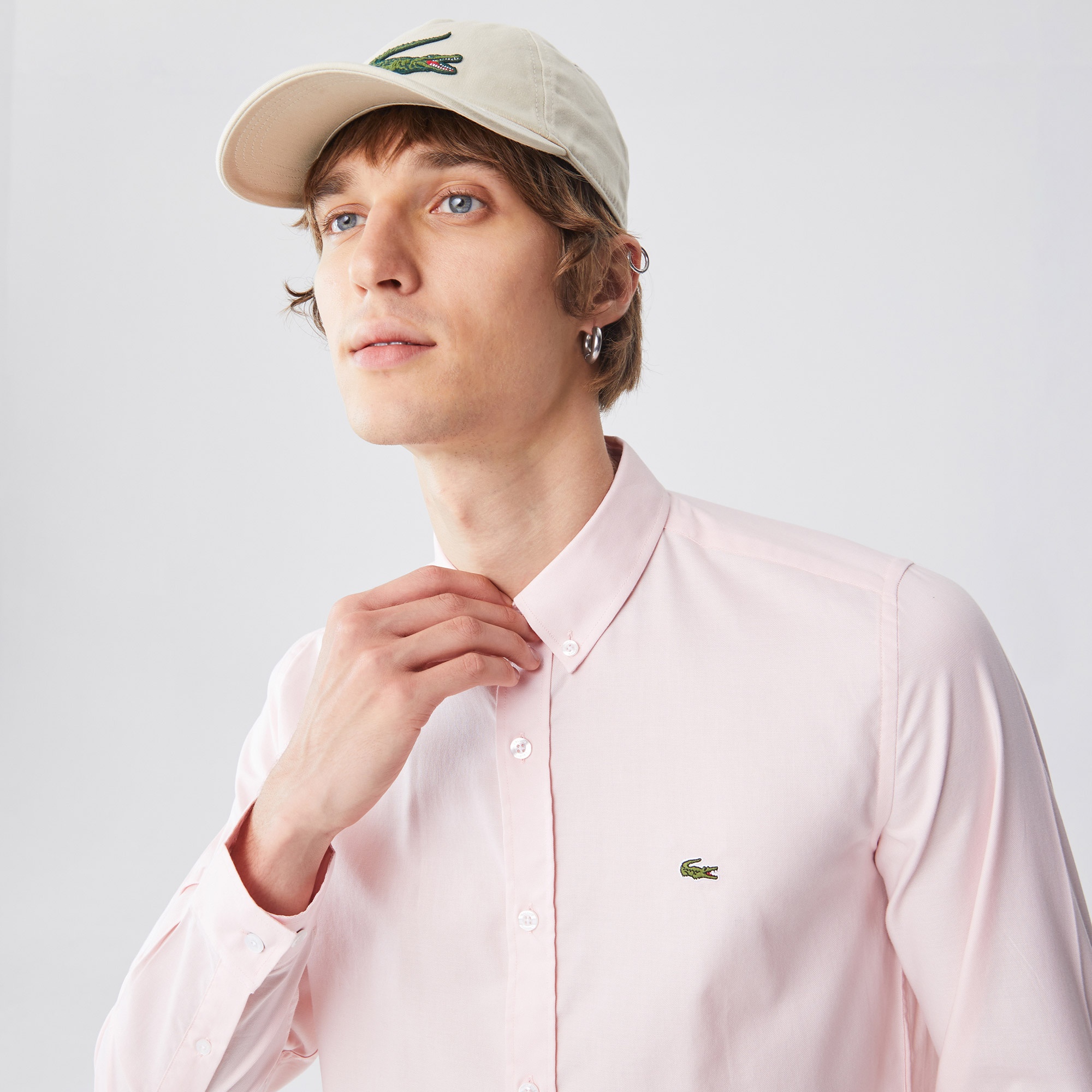 Lacoste Erkek Slim Fit Açık Pembe Gömlek