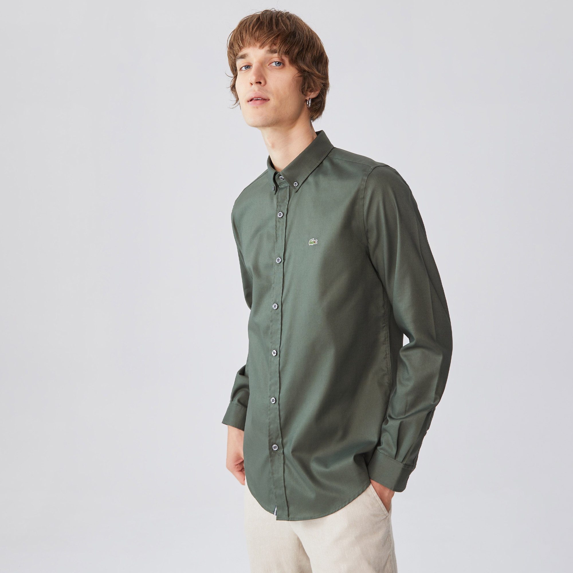 Lacoste Erkek Slim Fit Yeşil Gömlek