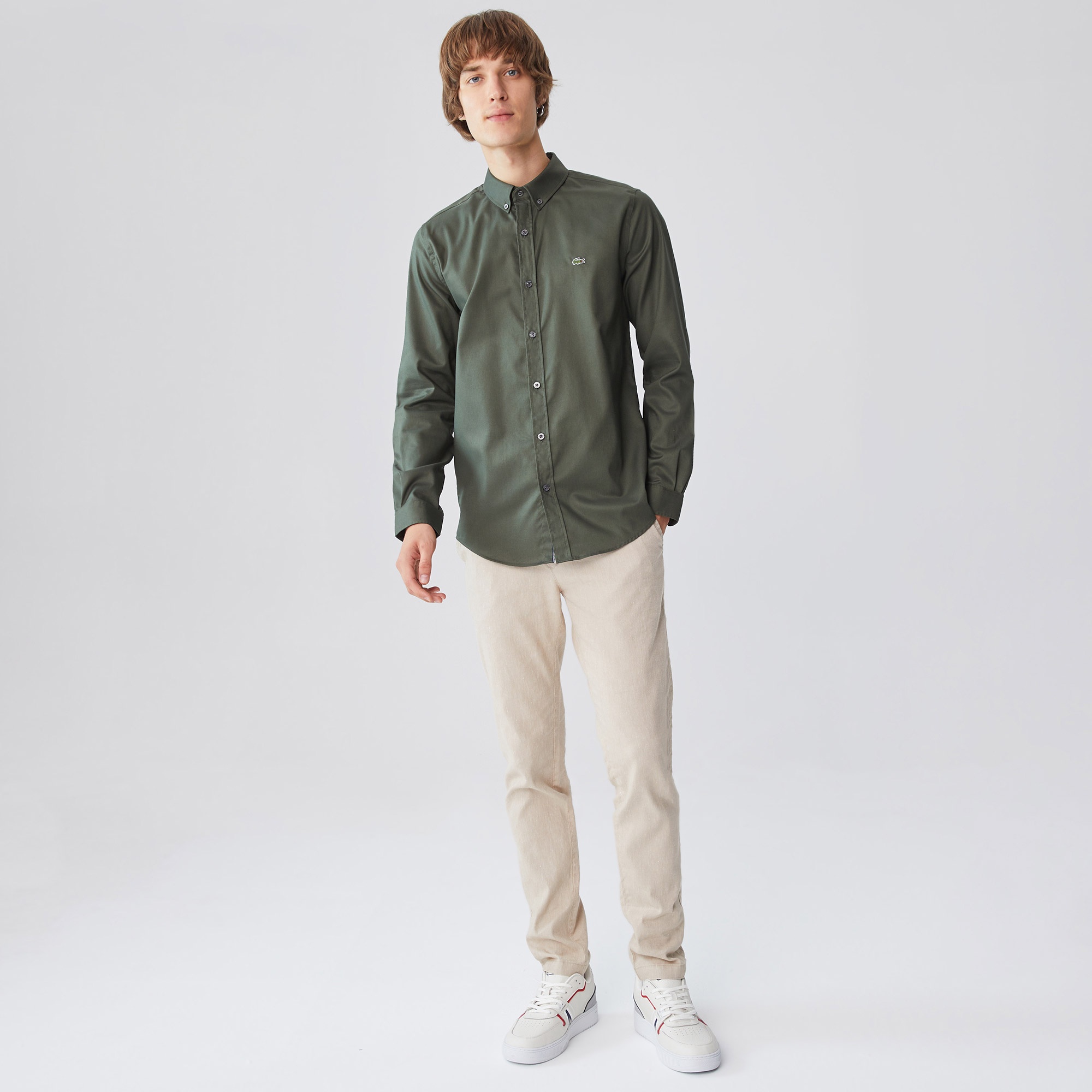 Lacoste Erkek Slim Fit Yeşil Gömlek