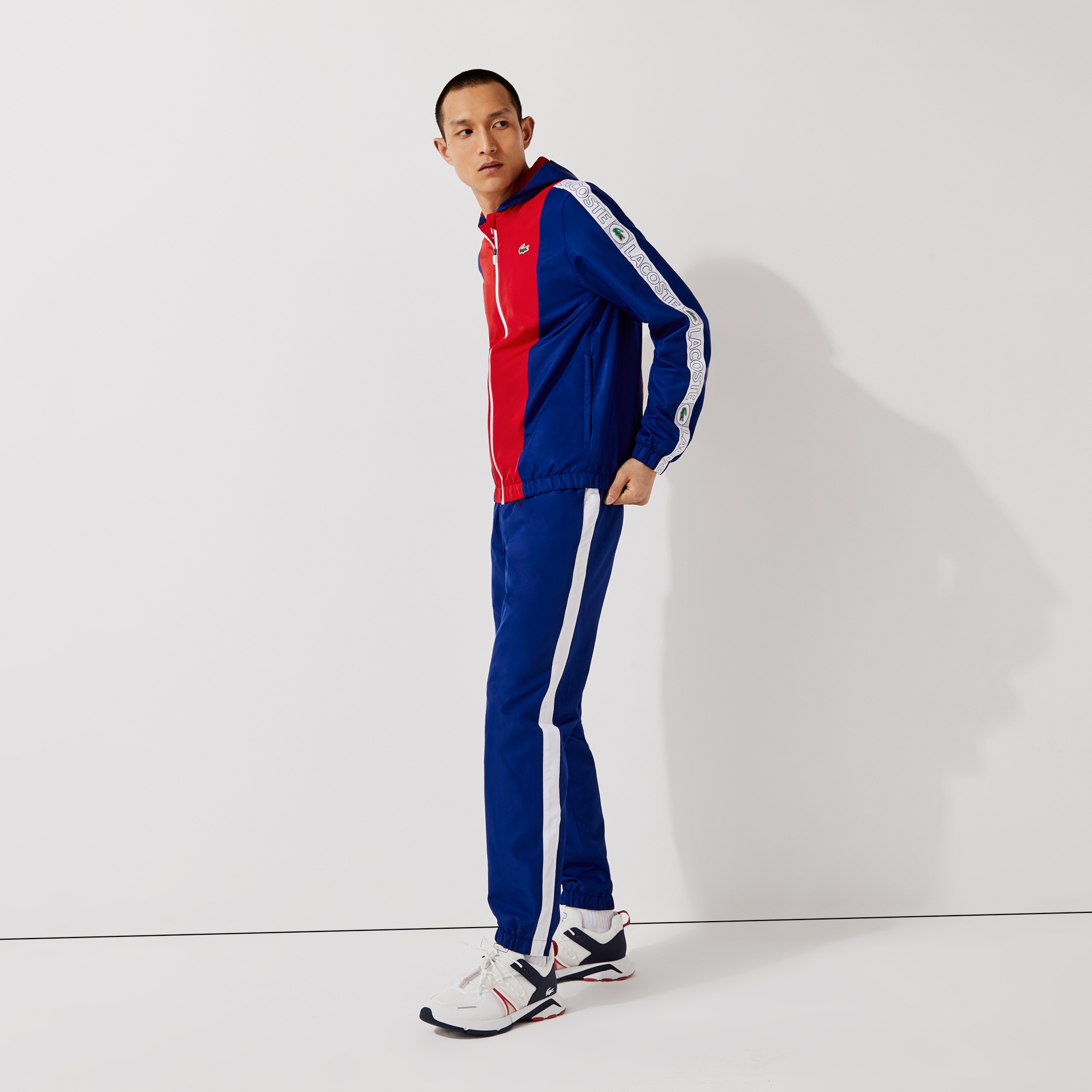 Lacoste SPORT Erkek Regular Fit Kapüşonlu Renk Bloklu Lacivert Eşofman Takımı