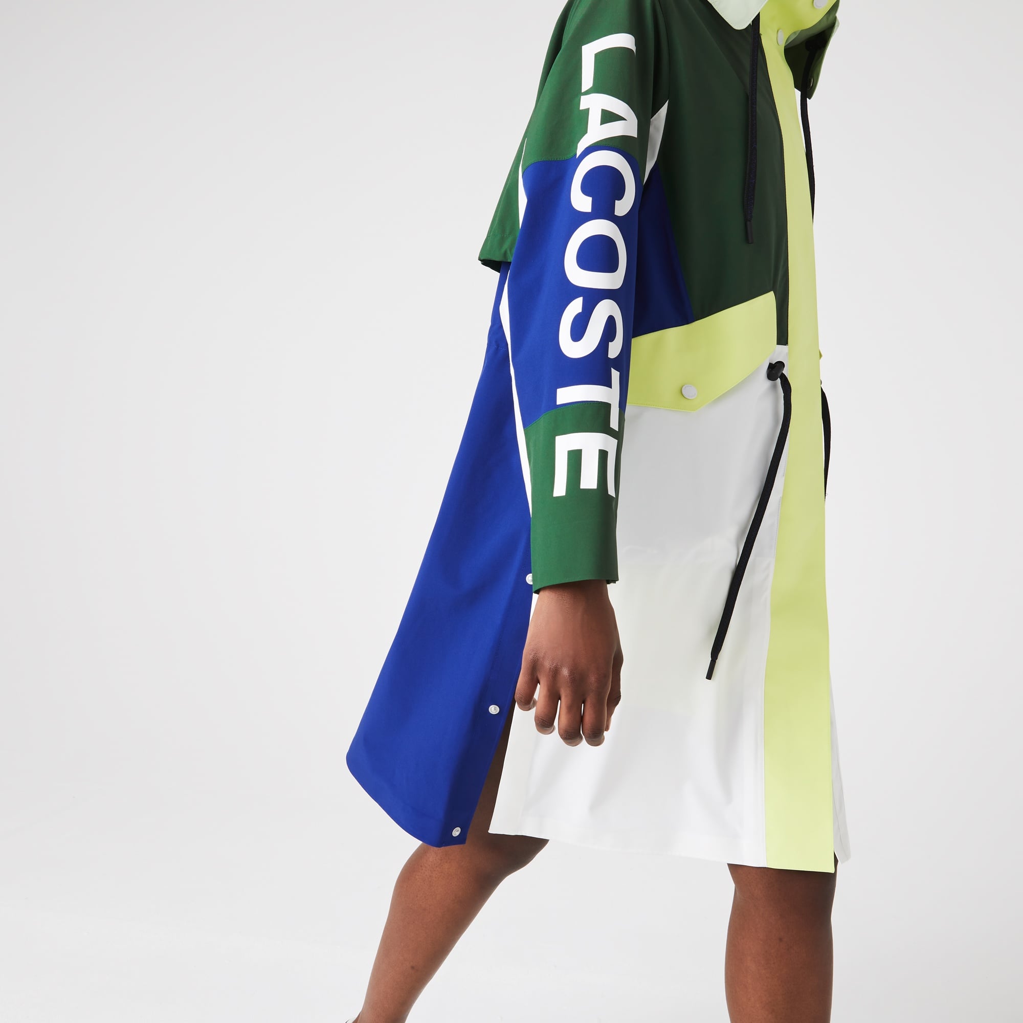 Lacoste Kadın Kapüşonlu Renk Bloklu Koyu Yeşil Trençkot