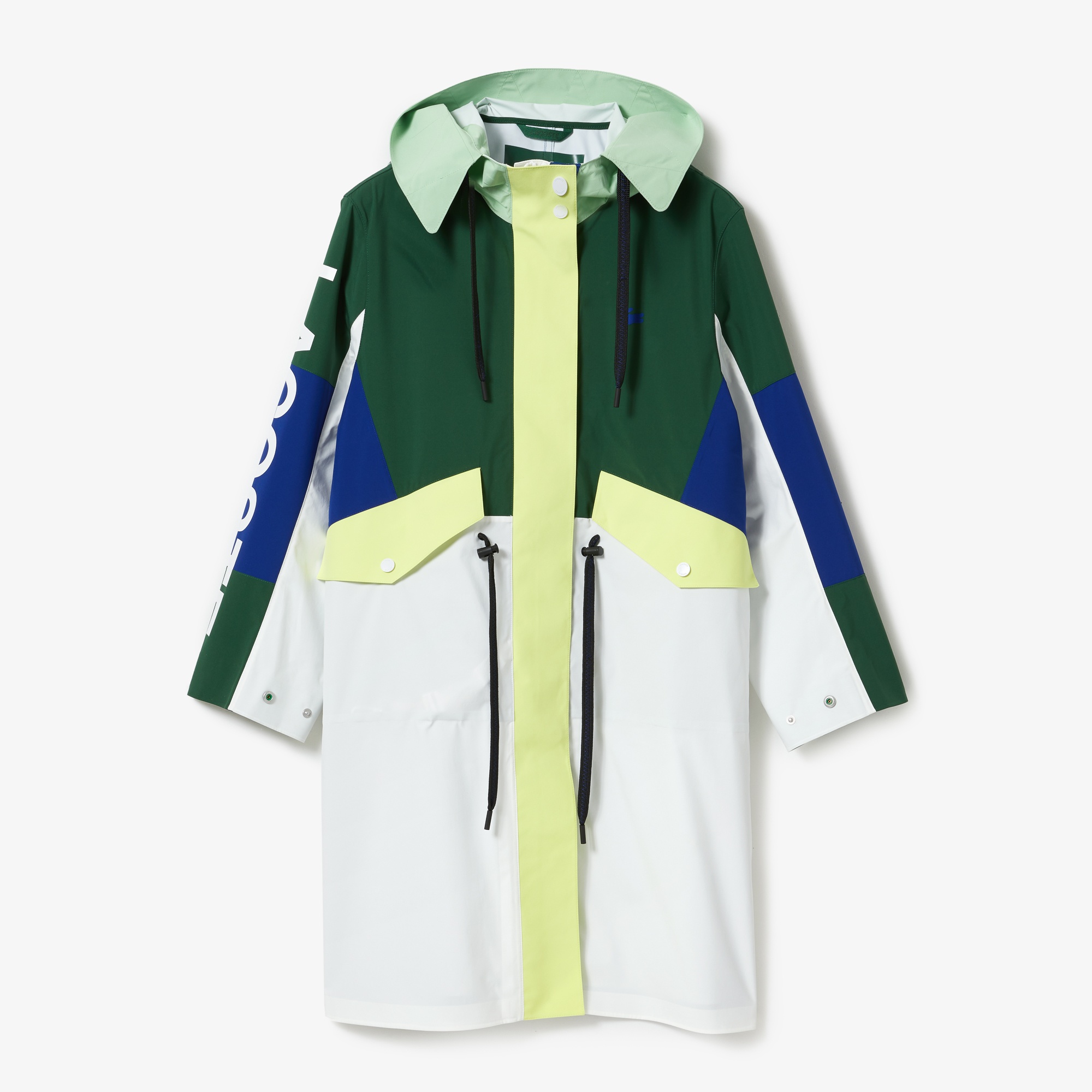 Lacoste Kadın Kapüşonlu Renk Bloklu Koyu Yeşil Trençkot