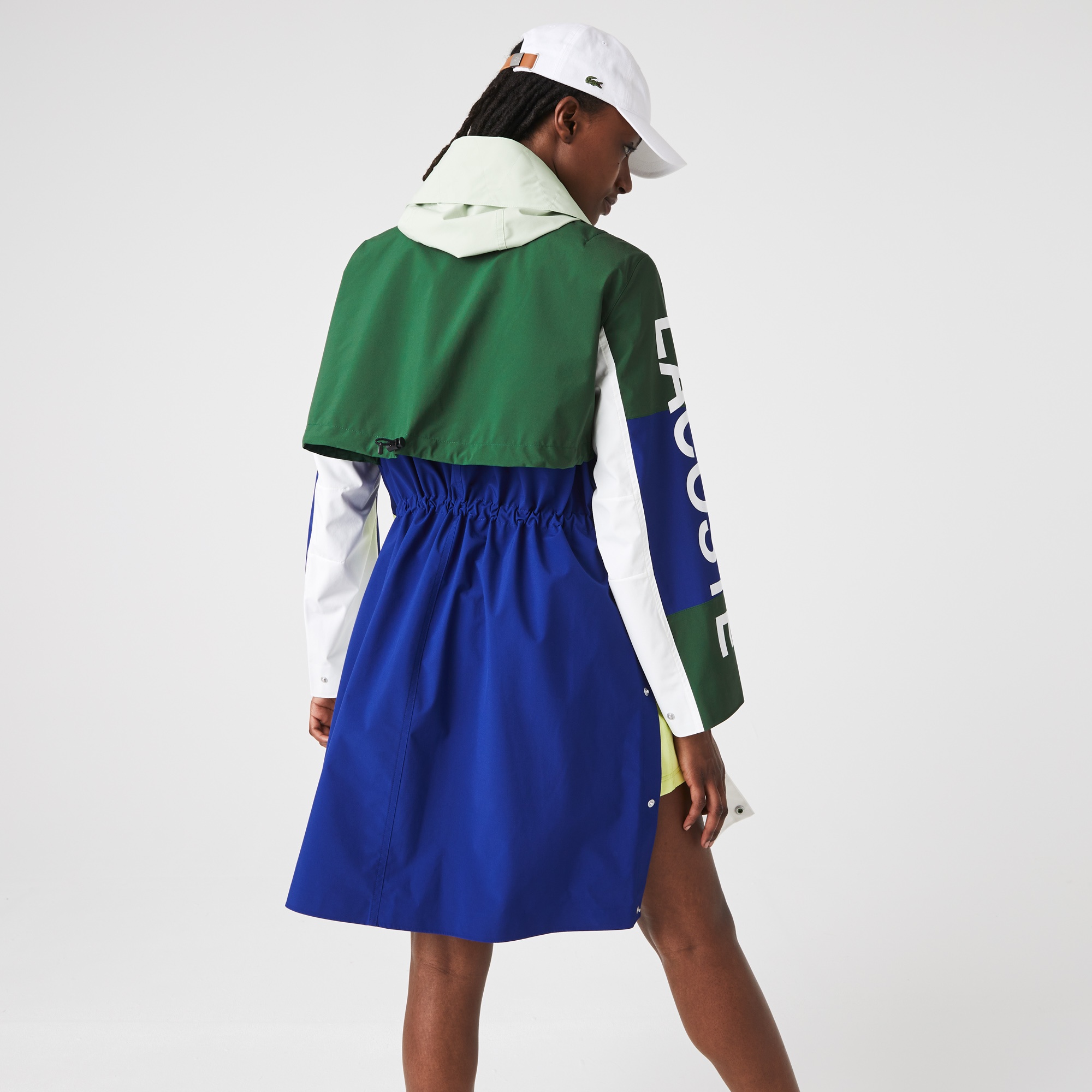 Lacoste Kadın Kapüşonlu Renk Bloklu Koyu Yeşil Trençkot