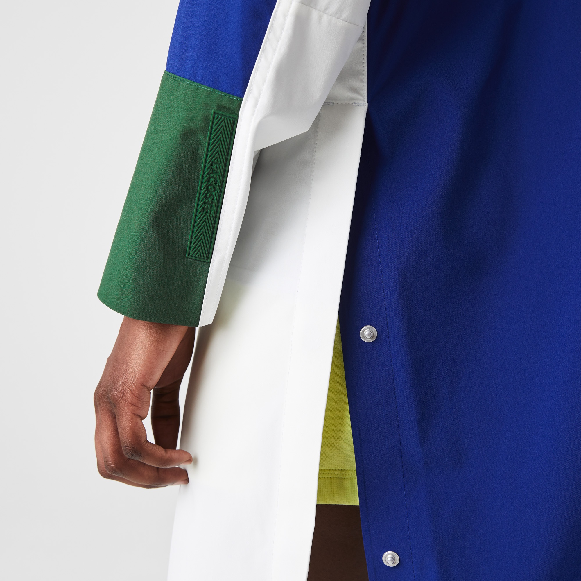 Lacoste Kadın Kapüşonlu Renk Bloklu Koyu Yeşil Trençkot