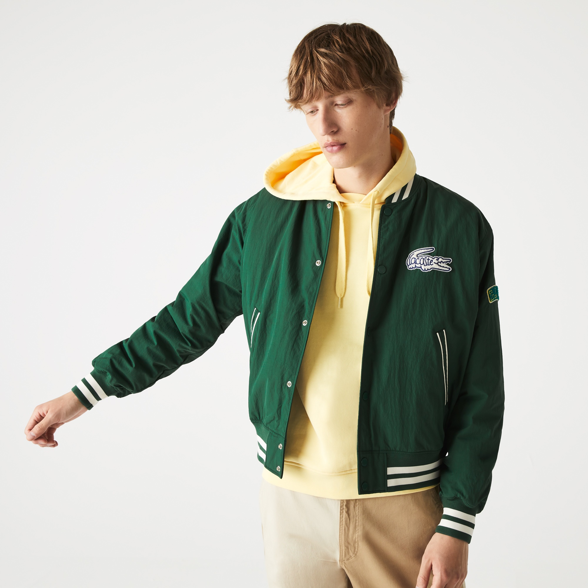 Lacoste L!VE Erkek Hakim Yaka Baskılı Yeşil Ceket