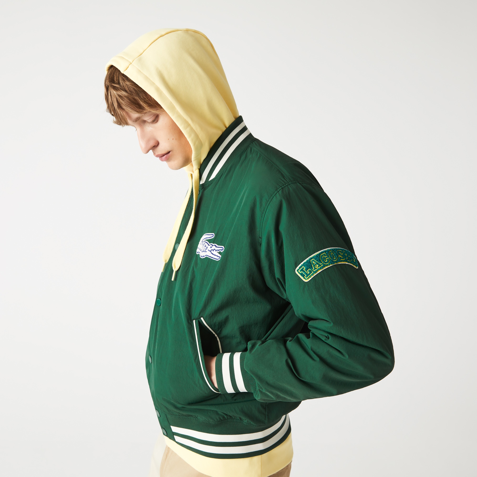 Lacoste L!VE Erkek Hakim Yaka Baskılı Yeşil Ceket