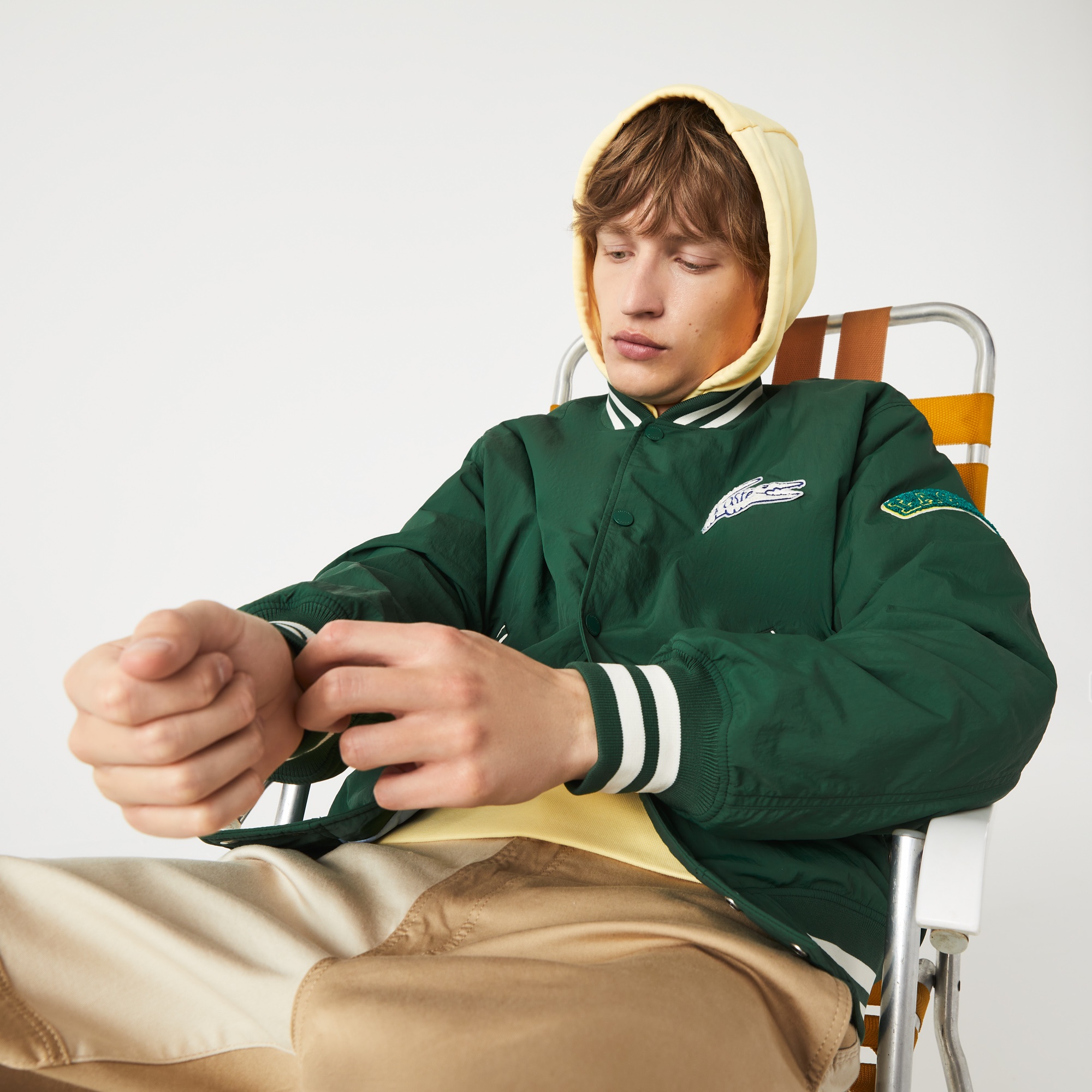 Lacoste L!VE Erkek Hakim Yaka Baskılı Yeşil Ceket