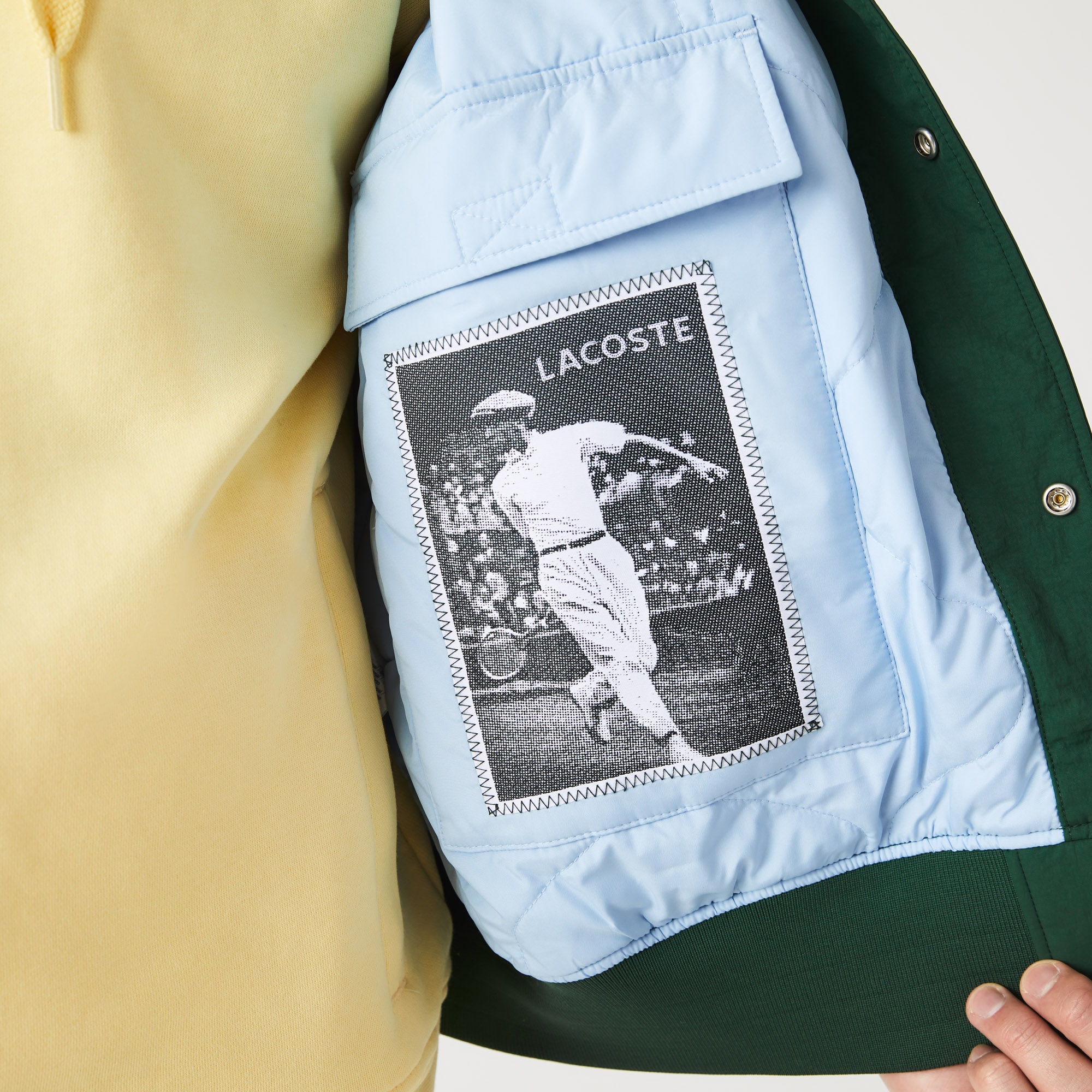 Lacoste L!VE Erkek Hakim Yaka Baskılı Yeşil Ceket